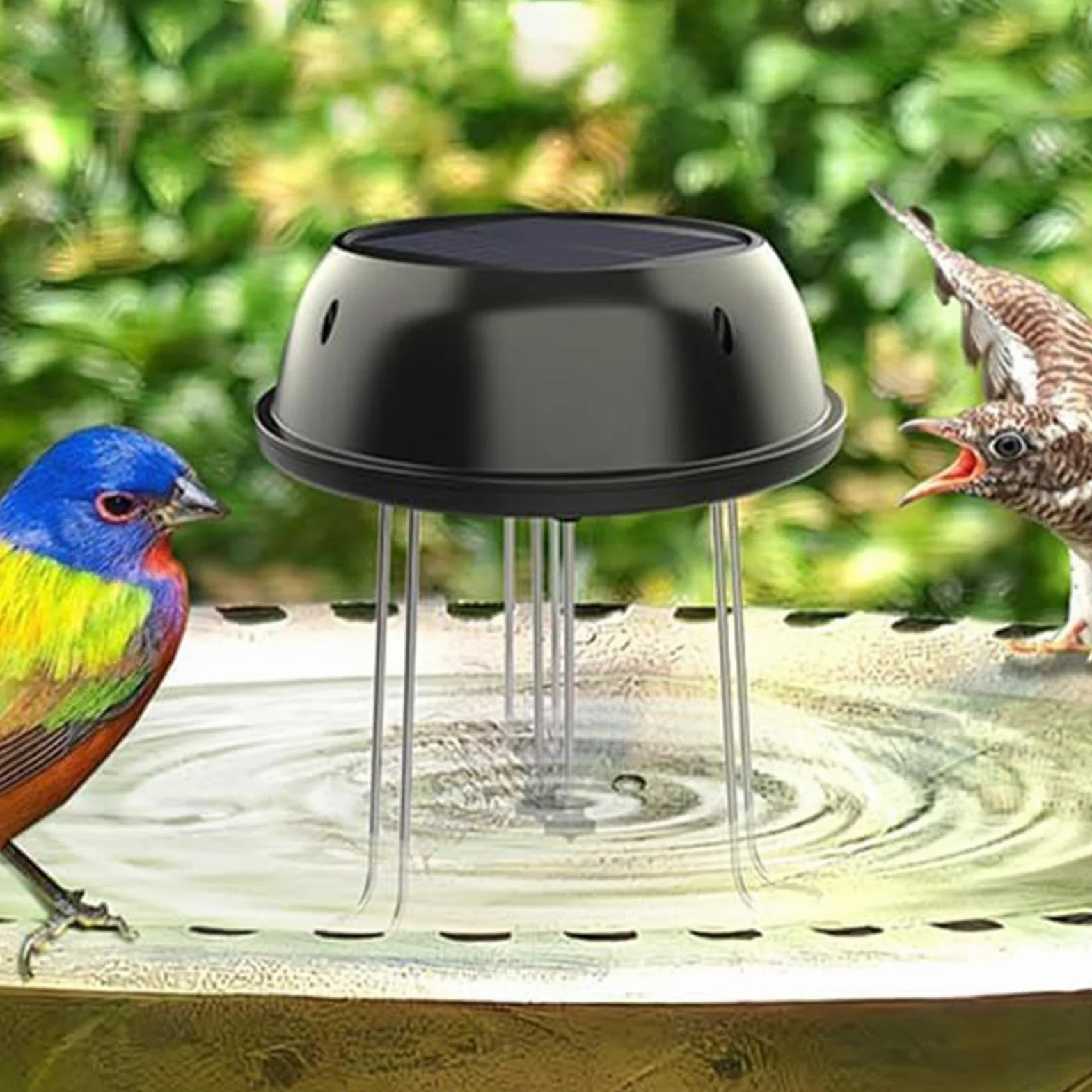 Agitateur d'eau solaire pour bain d'oiseau avec support - Décoration de bassin