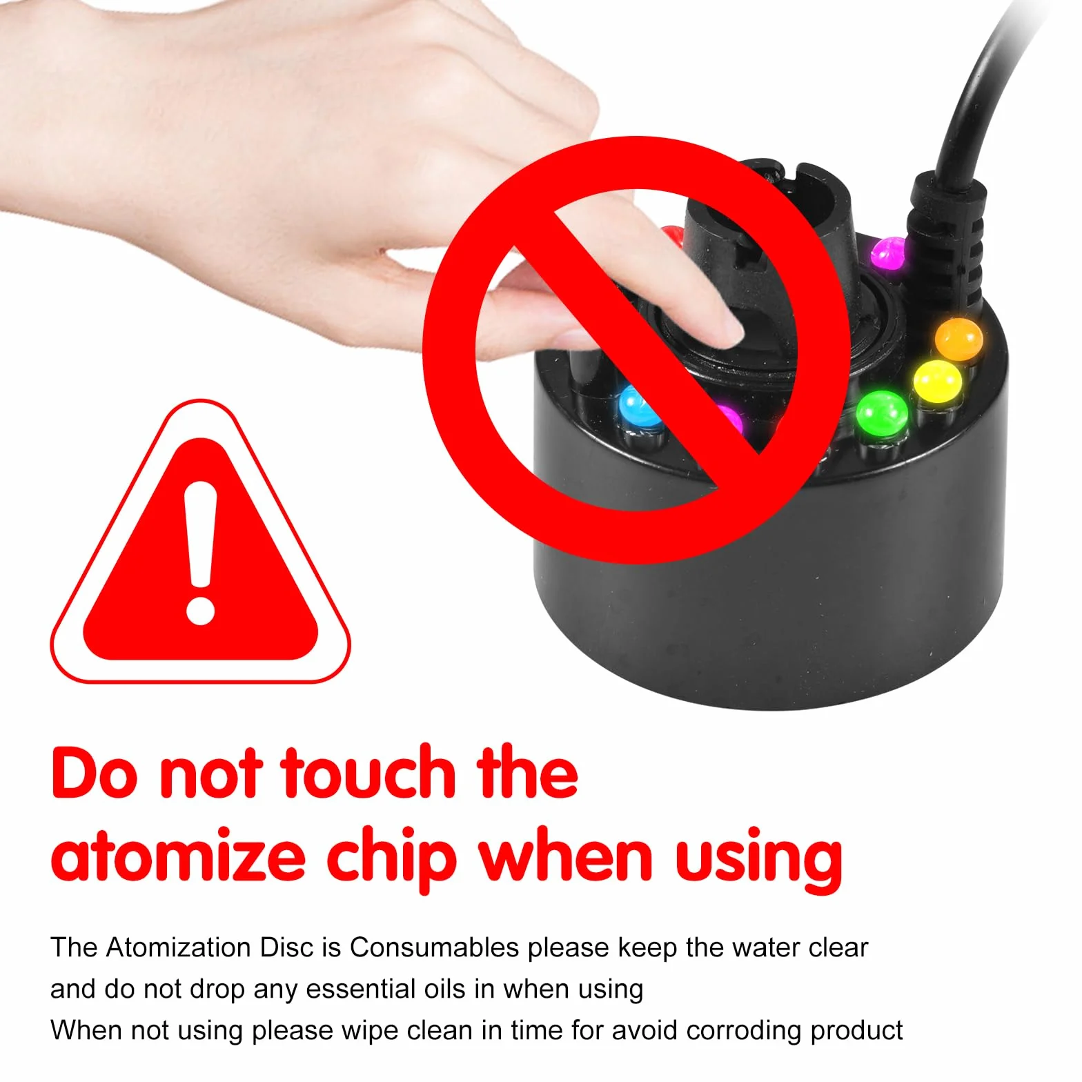 Nébuliseur à ultrasons 12 LED mini machine à fumée LED dégradé trois couleurs atomiseur anti-éclaboussures amovible