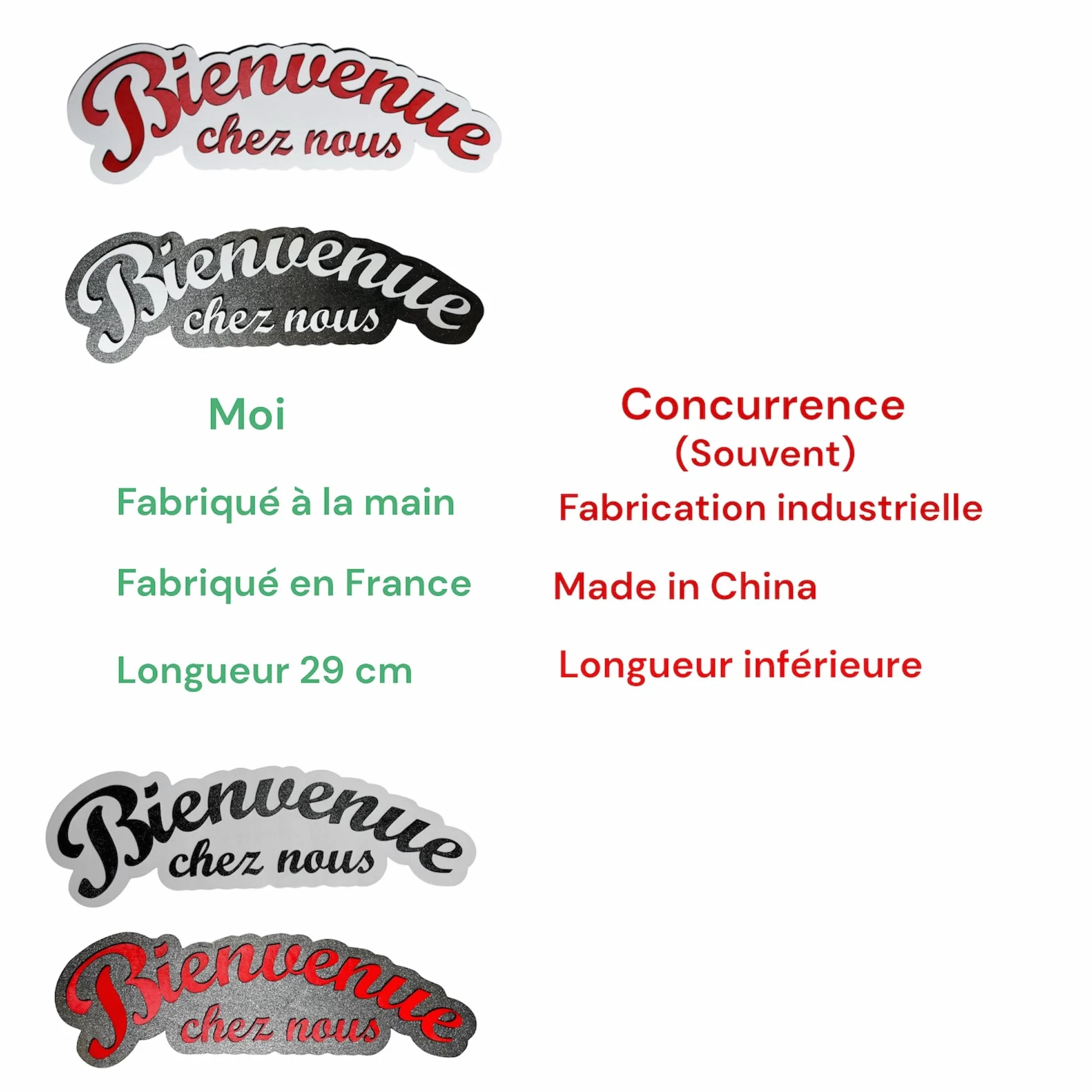 Enseigne décorative en bois Bienvenue chez nous | À accrocher ou à poser, Porte, Entrée, Fait main en France