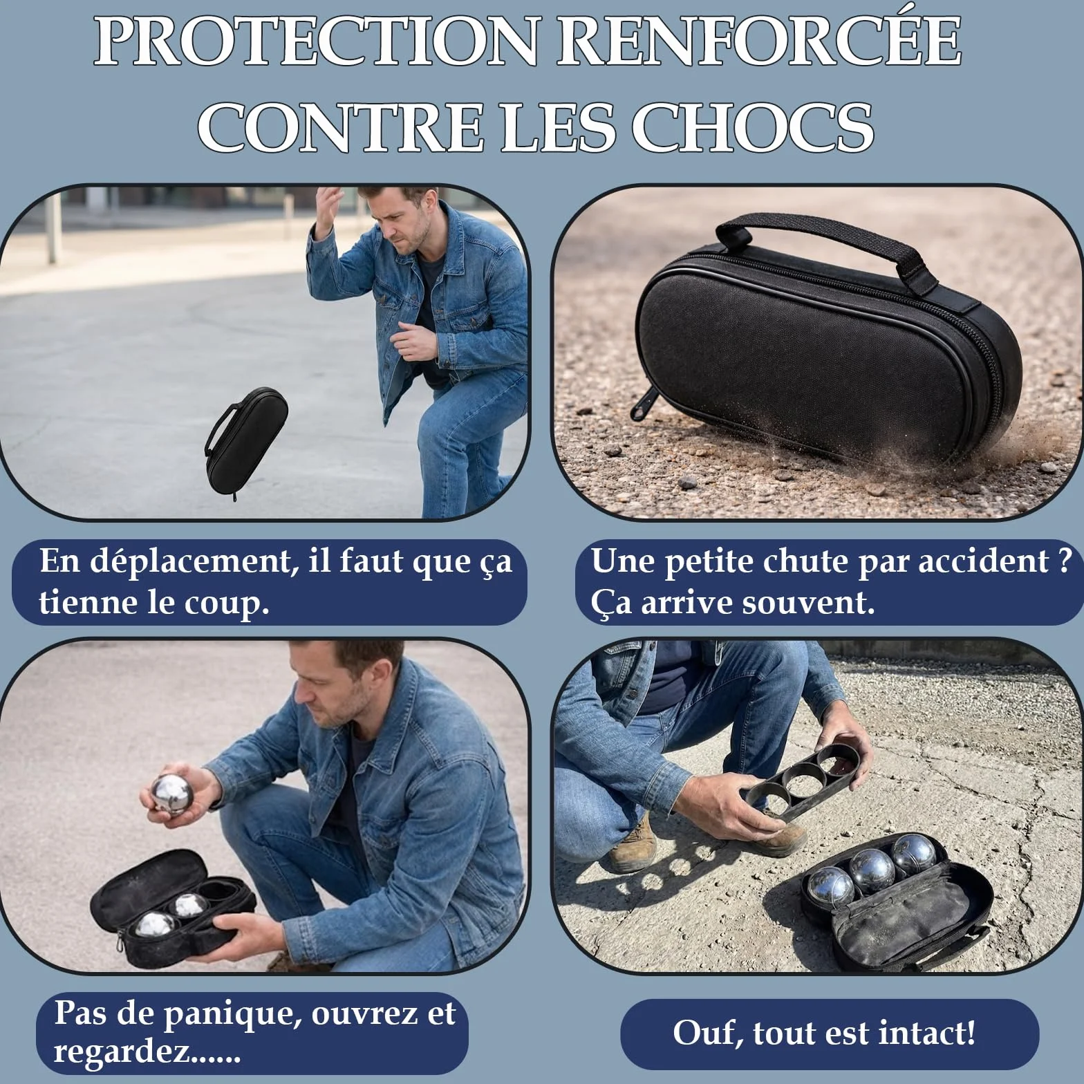 Boule de Pétanque Personnalisée 720g - Triplette avec Accessoires (Cochonnet, Sacoche, Mesureur) - Idée Cadeau pour Fête des Pères et Mères, Retraite, Anniversaire