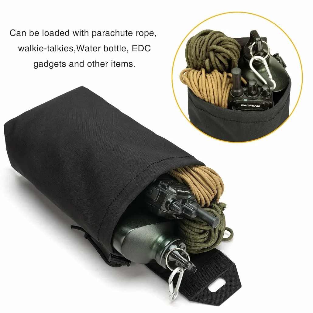 IDOGEAR Pochette de vidange Molle Sac de Recyclage de Magazines Tactique Pliable Utilitaire Poche pour Ceinture de randonnée Gilet(Black)