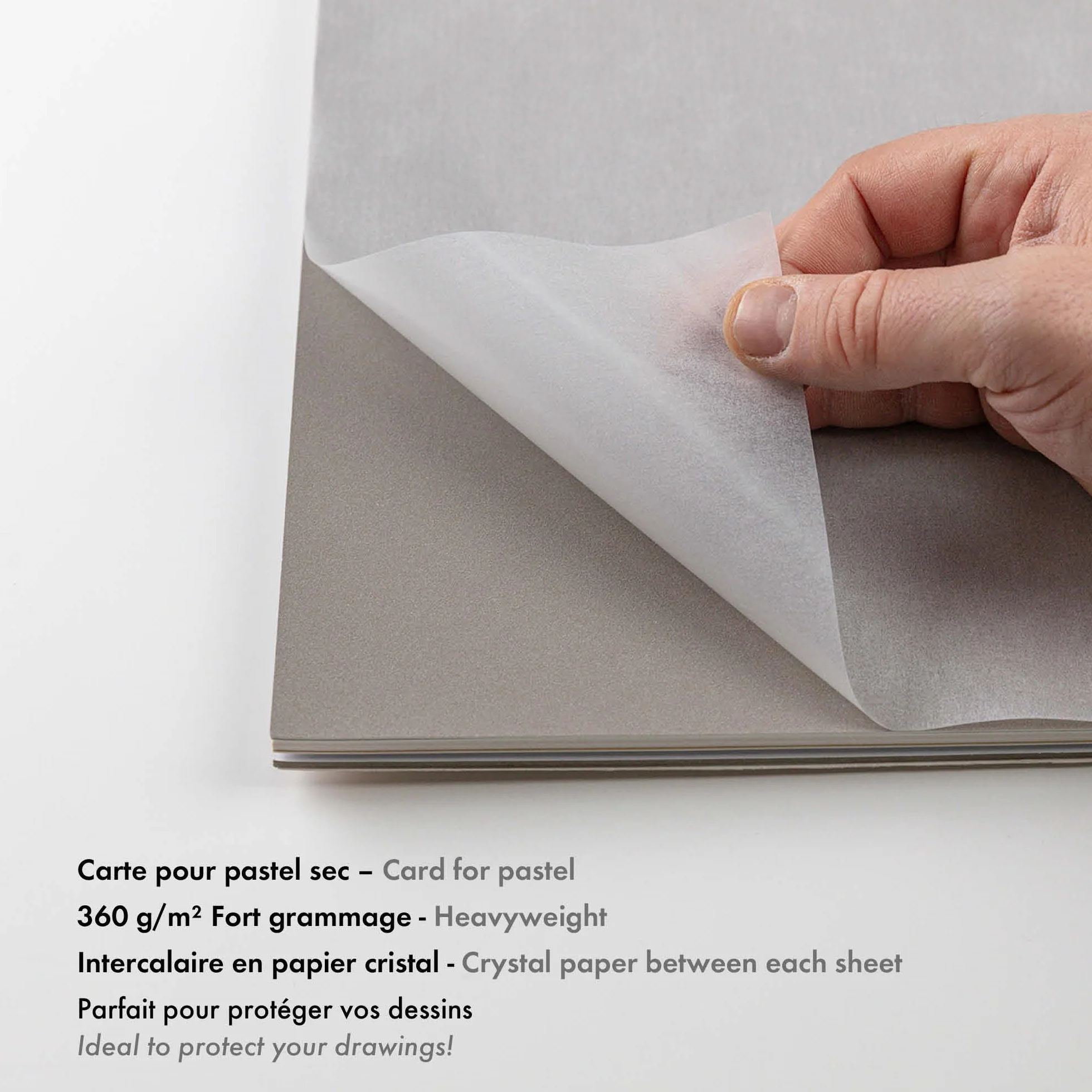 Clairefontaine Pastelmat Bloc Collé 24x30 cm 360g 12 Feuilles Carte Spéciale pour Pastels Secs 4 Couleurs Assorties