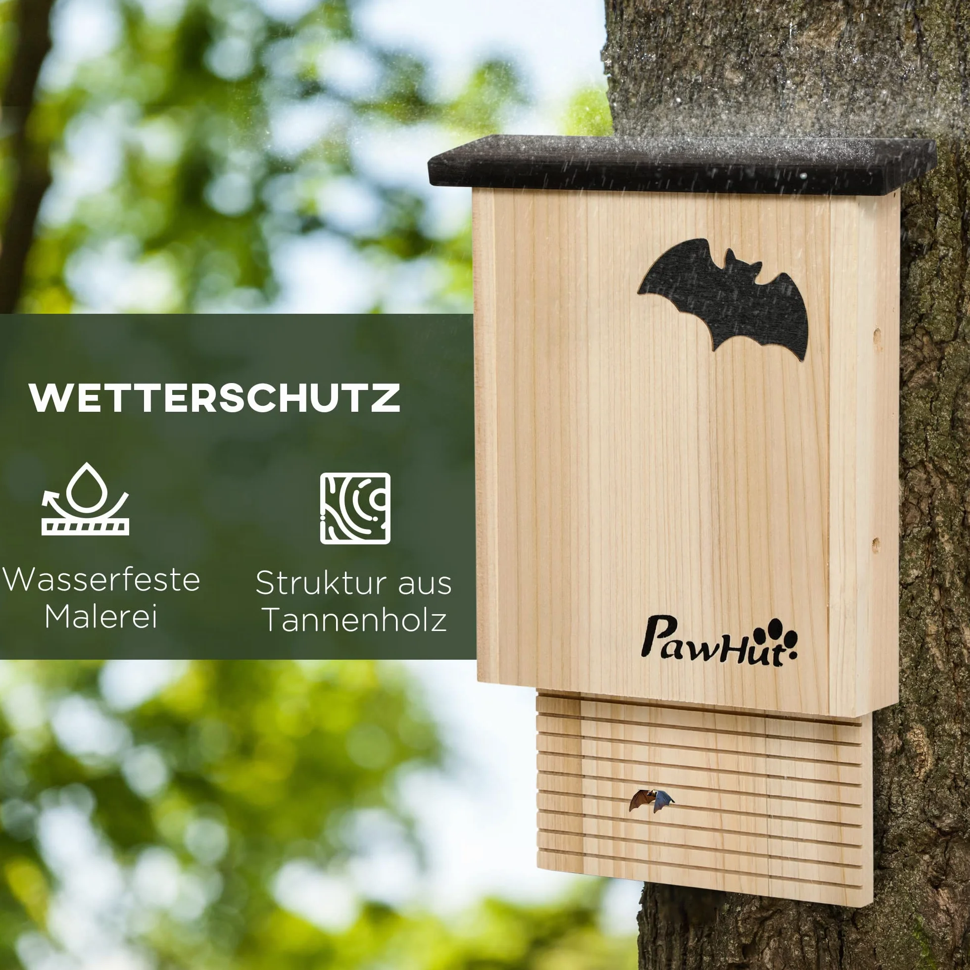 PawHut Nichoirs pour chauve-souris Bois de sapin 25 x 6 x 37,5 cm Naturel