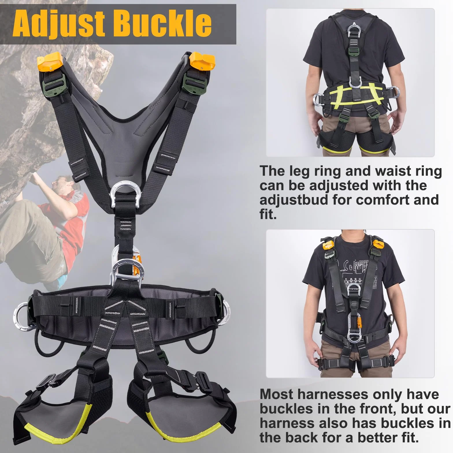 SOB Harnais d'escalade Baudrier Escalade d'alpinisme Harnais de Sécurité Harnais de Travail Aérien Sauvetage équipement de Protection Anti-Chute