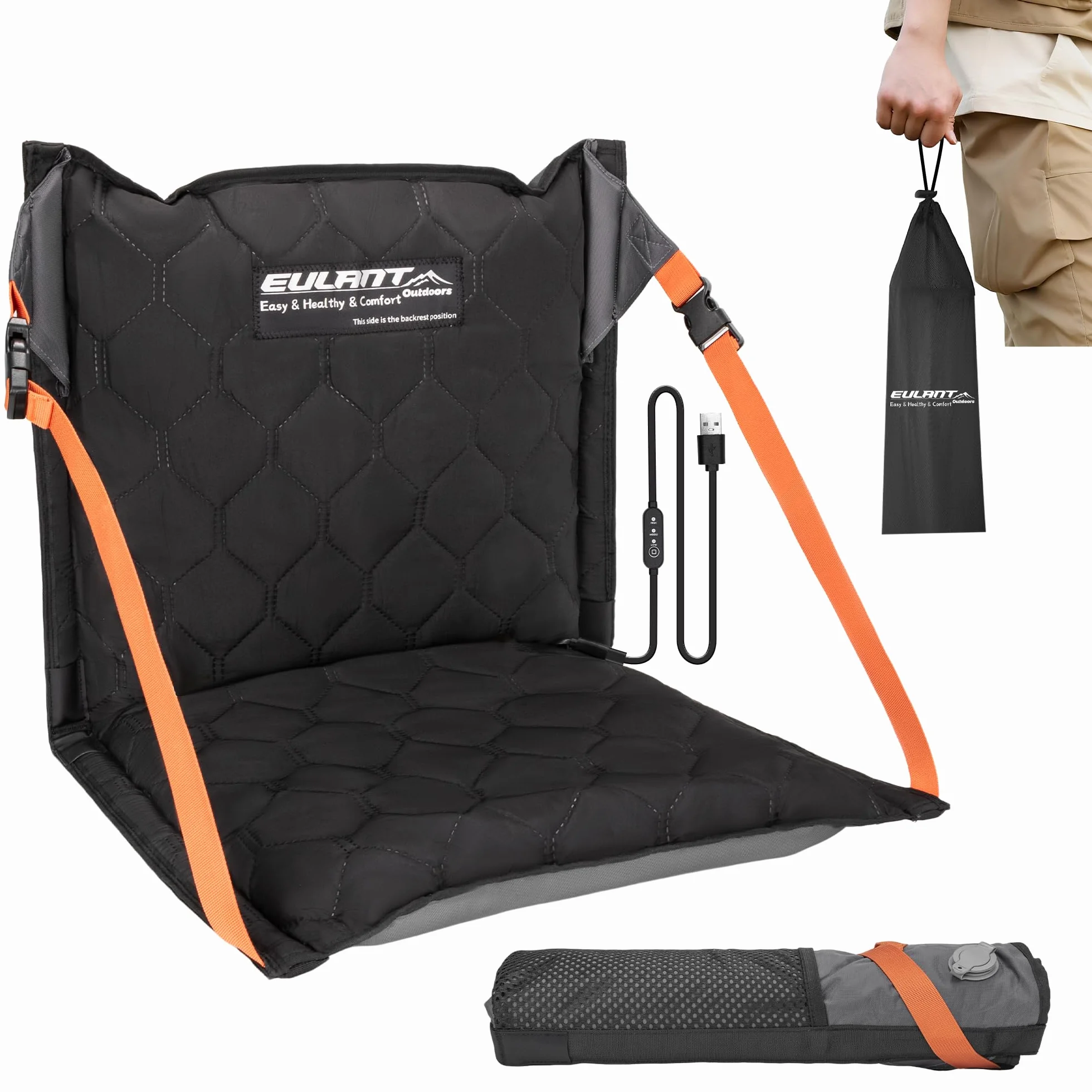 EULANT Coussin de Stade Gonflable avec Dossier, Résistant à l'eau Sièges au Sol avec Dossier, Chaise Plage pour Camping Kayak Randonnée Evénements Sportifs Concerts
