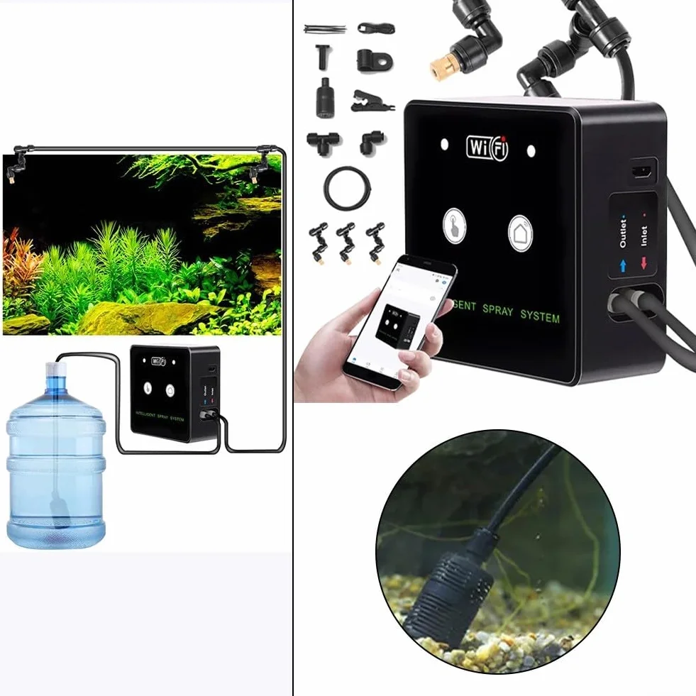 Kit de brumisation WiFi intelligent pour terrarium, humidificateur automatique avec pulvérisateur rotatif 360° pour reptiles