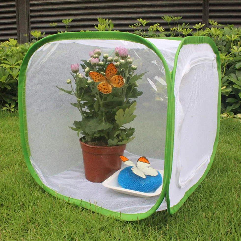 Cage d'habitat pour insectes et papillons pliable en maille avec fermeture éclair Taille S