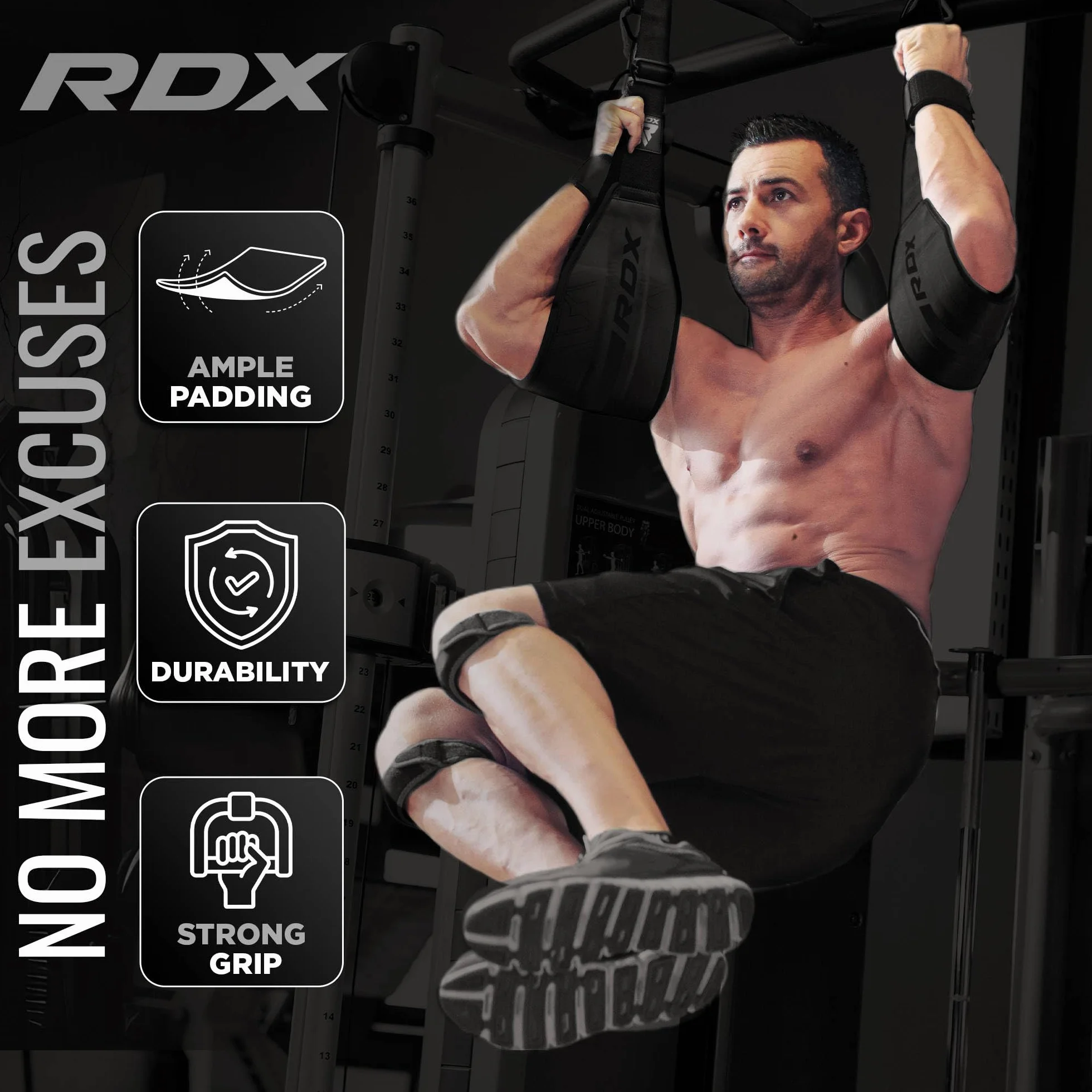 RDX Fitness AB Straps Sangles Abdominaux Double D Ring ABS Abdominales pour Fitness Calisthenics Gym