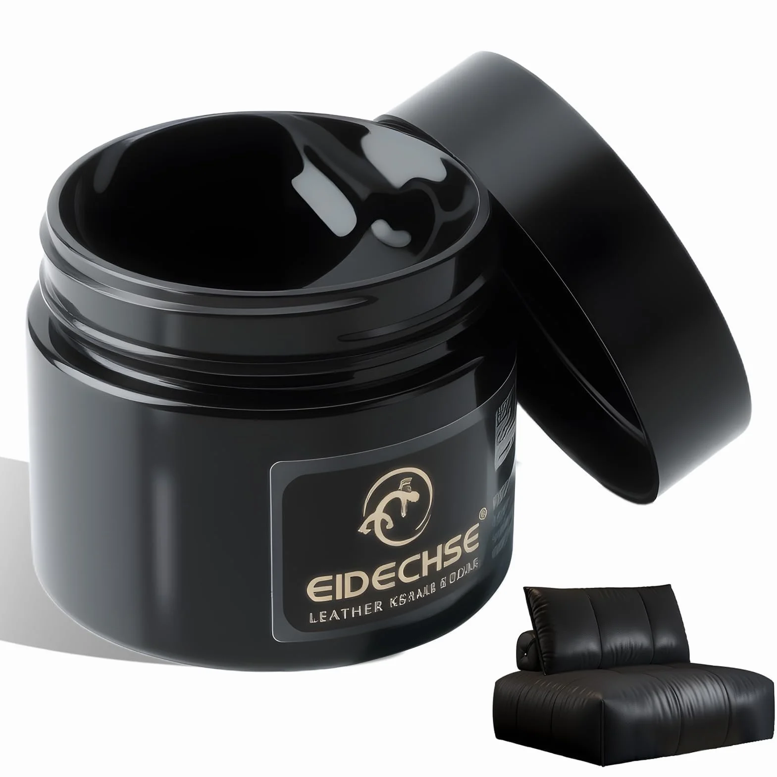 Kit Réparation Cuir Noir 50ml, Teinture Cuir Noir pour Canapé et Siège Auto, Crème Réparatrice Cuir Sofa/Veste Moto, Flüssigleder Schwarz, Produit Rénovation Cuir Noir