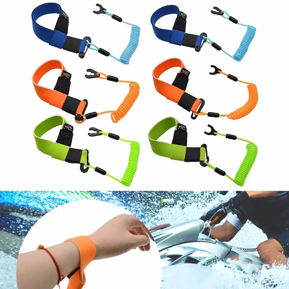 Lanière de sécurité fiable avec sangle réglable en néoprène pour jet ski Yamaha Vert B