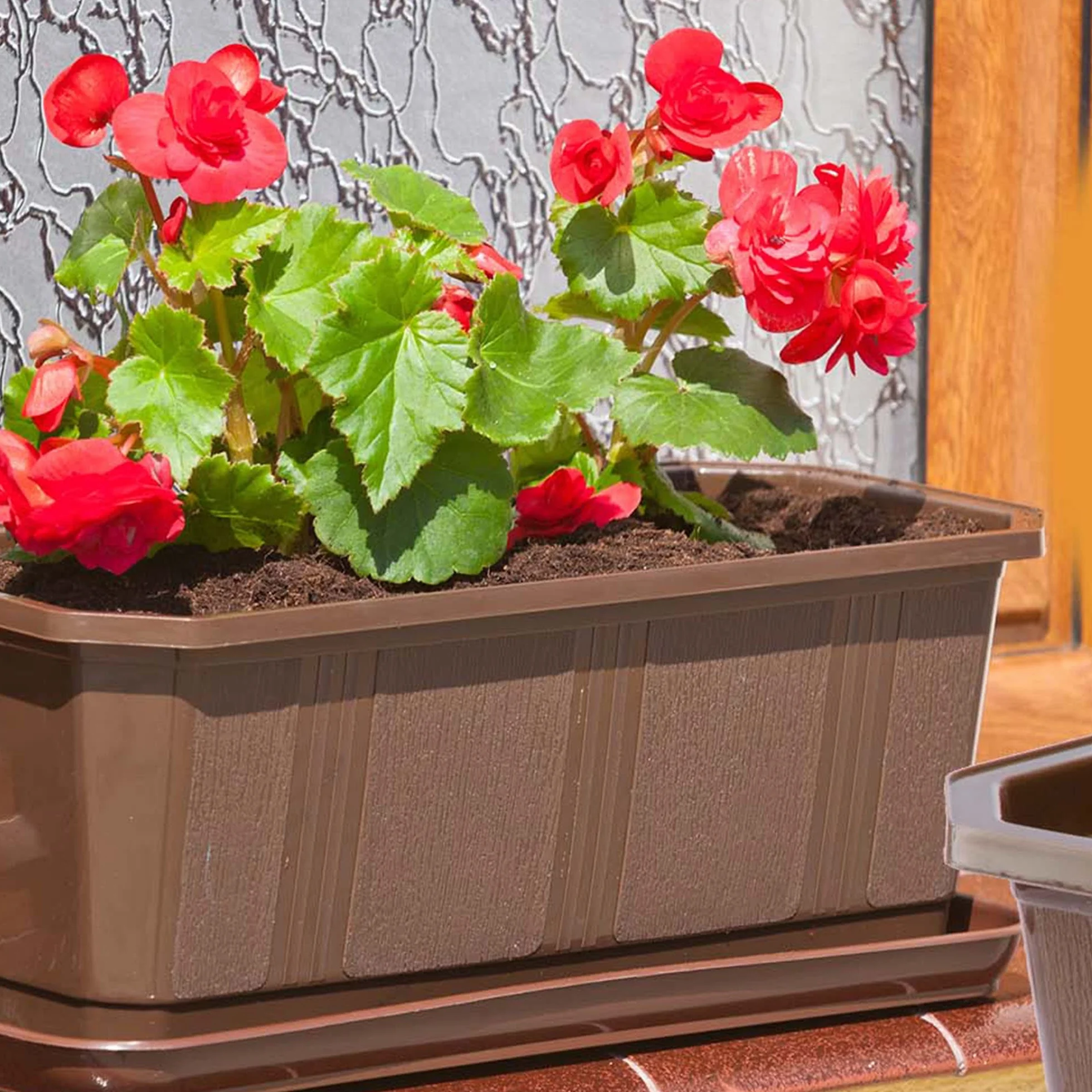 KADAX Lot de 4 jardinières en Plastique 40 cm Marron pour Balcon