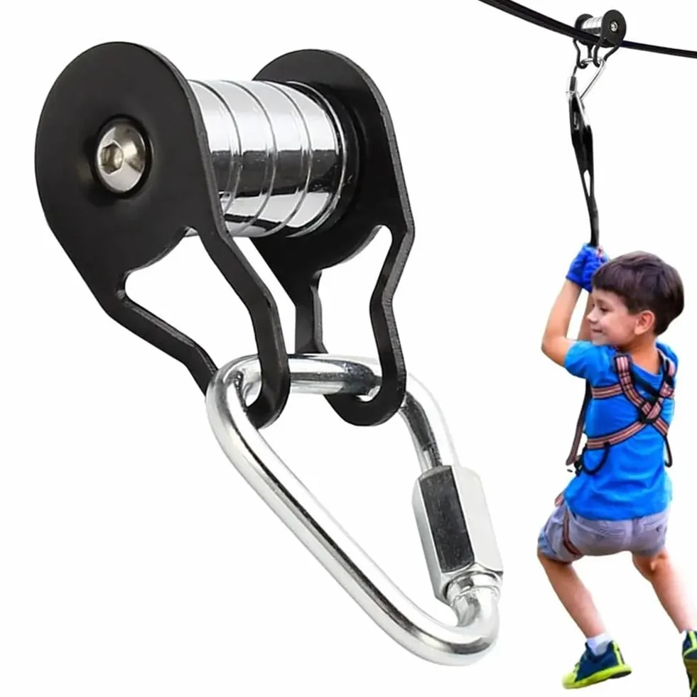 SweetSerenade Poulie Slackline avec mousqueton pour enfants dans le jardin - Fournitures d'entraînement pour fitness, parc, pelouse
