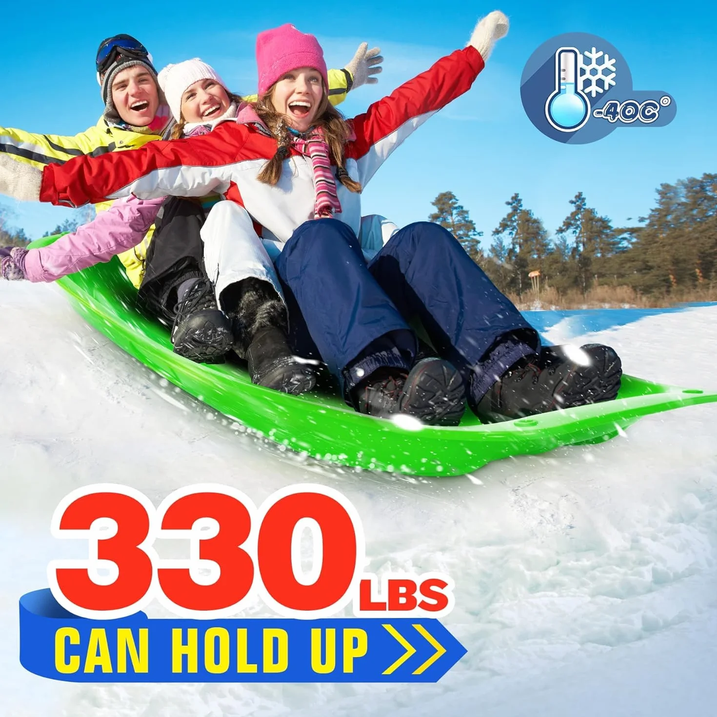 2 pcs Luge à Neige, Traîneau à Neige Haute Performance avec Corde de Traction pour Enfants et Adultes, Traîneau Couleurs Différentes Meilleure Adaptée pour Le Ski, pneus de vélo