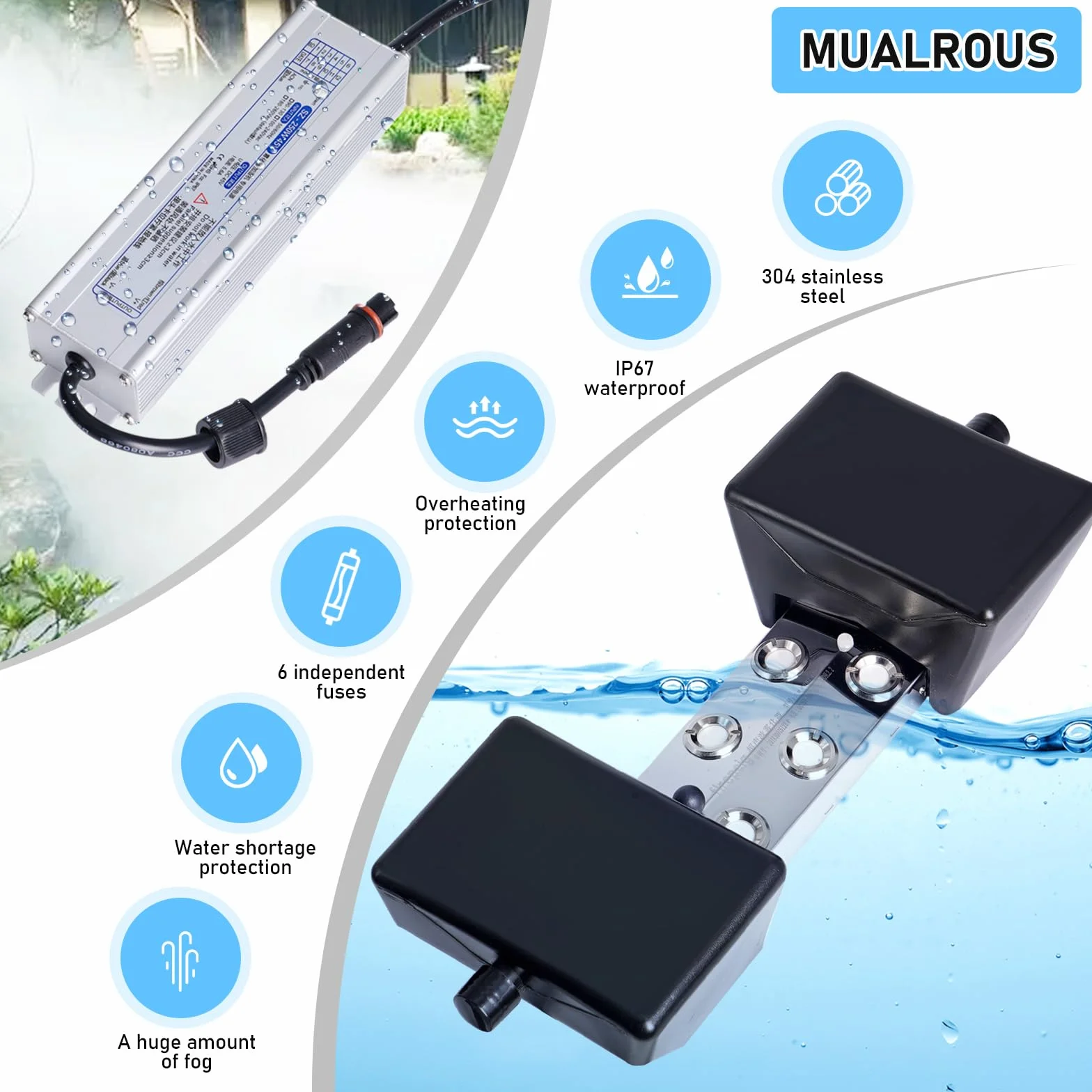 Brumisateur À Ultrasons 250W Résistant à l’Eau Tête Flottant pour Étang Halloween