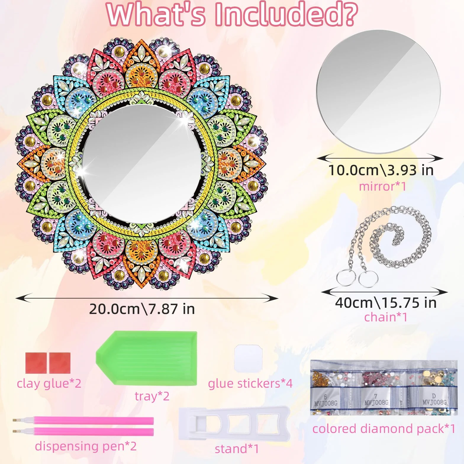 Starvortex 5D Diamond Painting Mirror Kit, Décoration Cristal DIY Mandala Miroir Maquillage, Activité Manuelle Enfant