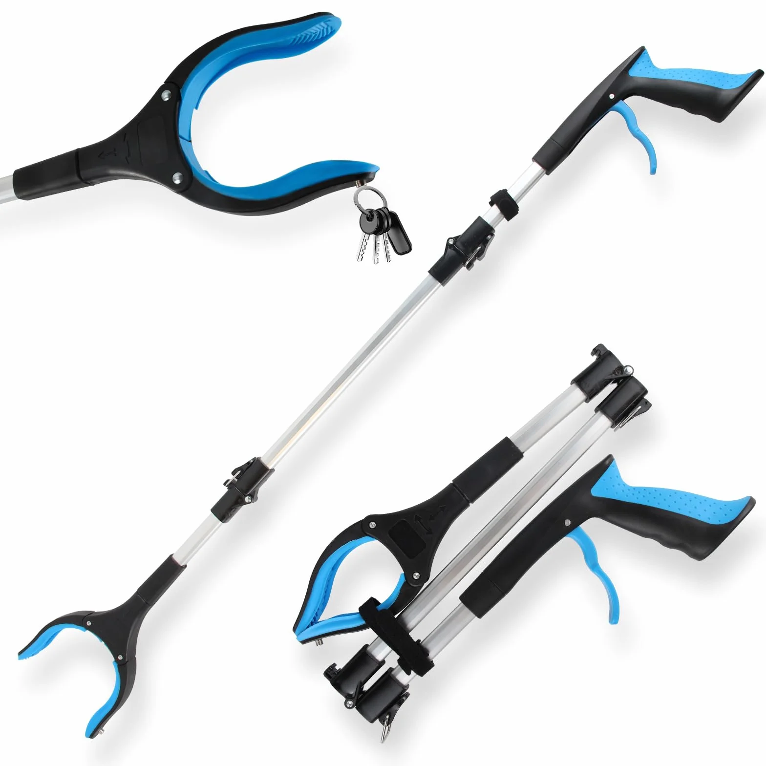 Pince télescopique 91cm Aluminium Tête Rotative 360° Collecte Déchets