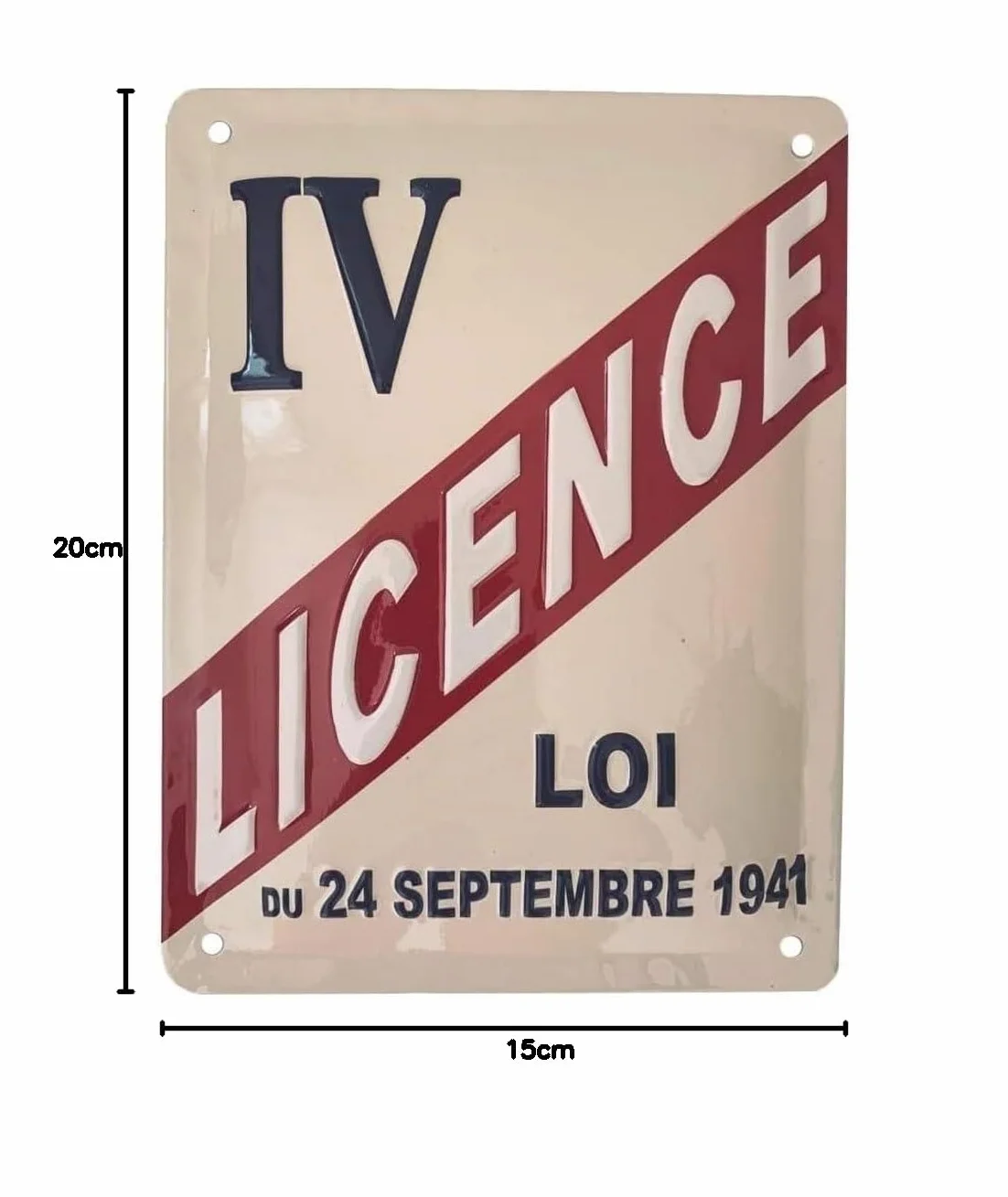 Plaque métal relief 20x15 cm Licence IV