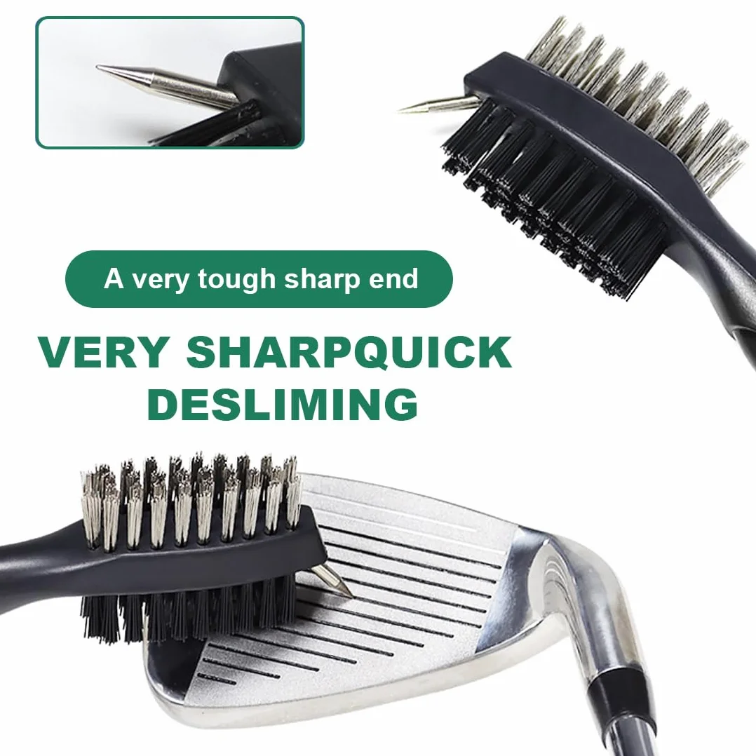 Brosse de Nettoyage pour Clubs de Golf Double Face avec Clip Mousqueton