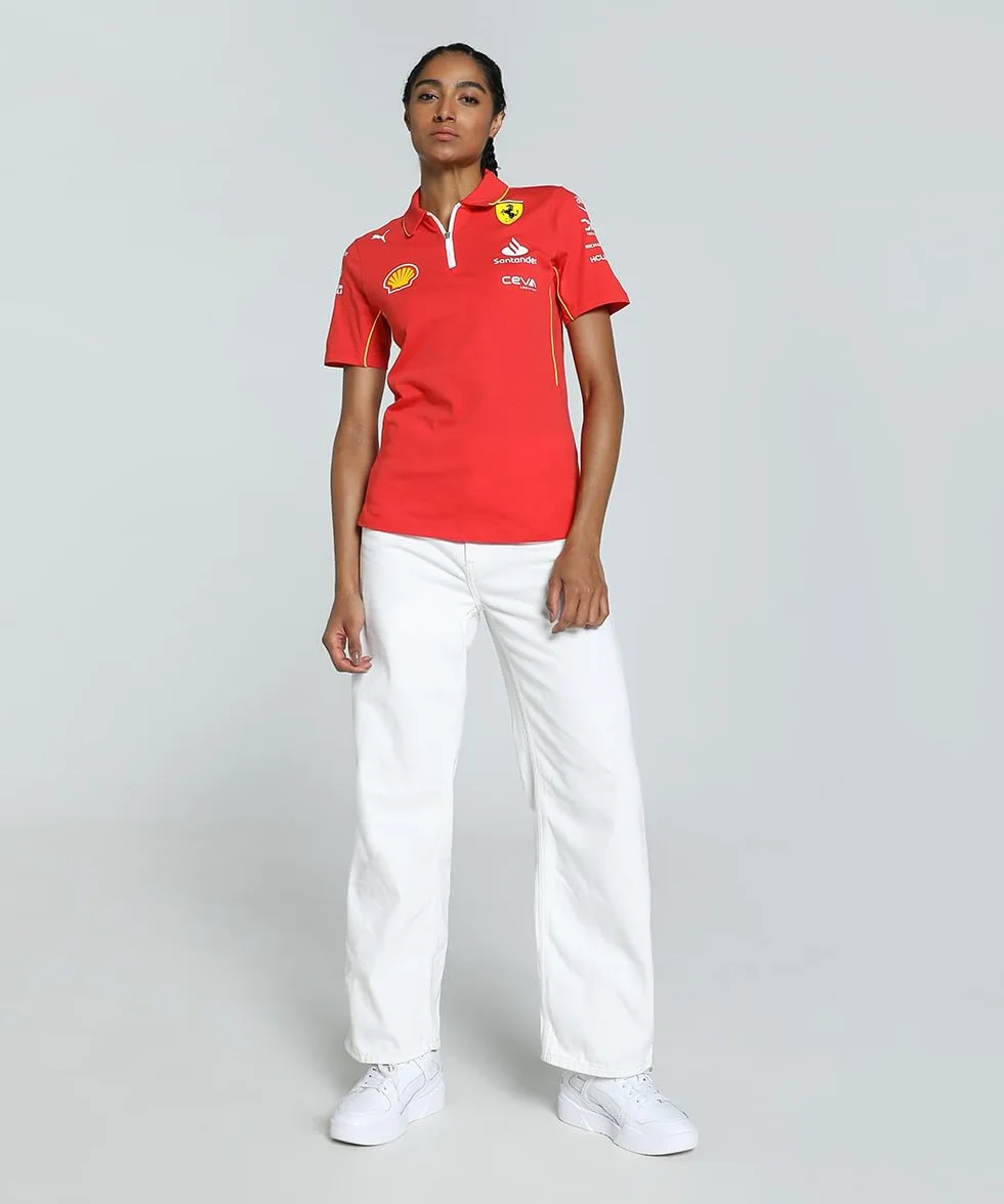 PUMA Polo d'équipe Scuderia Ferrari 2024 pour Femmes - Rouge Brûlé