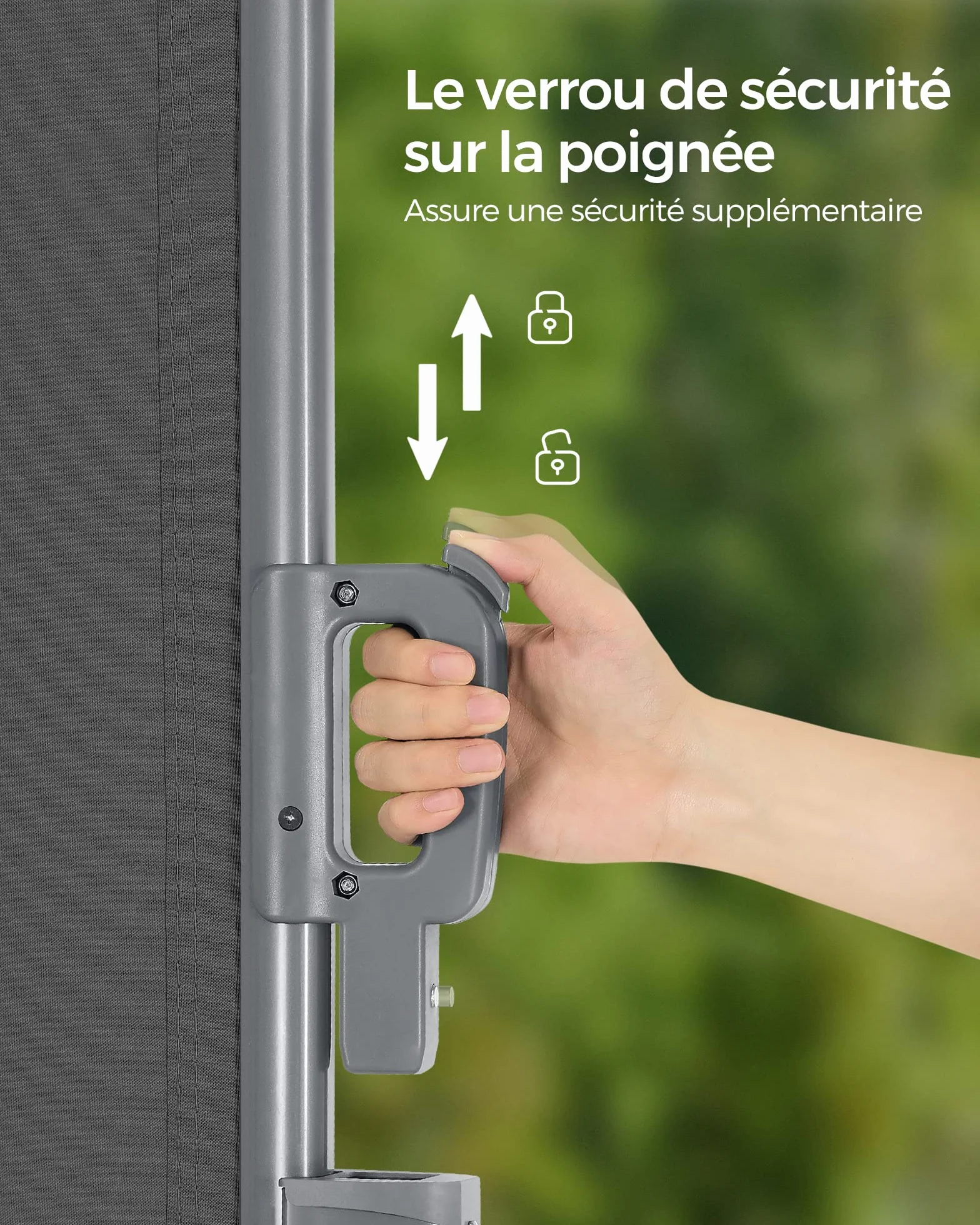 SONGMICS Store Latéral Aluminium Extensible 200x400 cm Brise-Vue Protection Solaire Occultant Balcon Terrasse Jardin Anthracite
