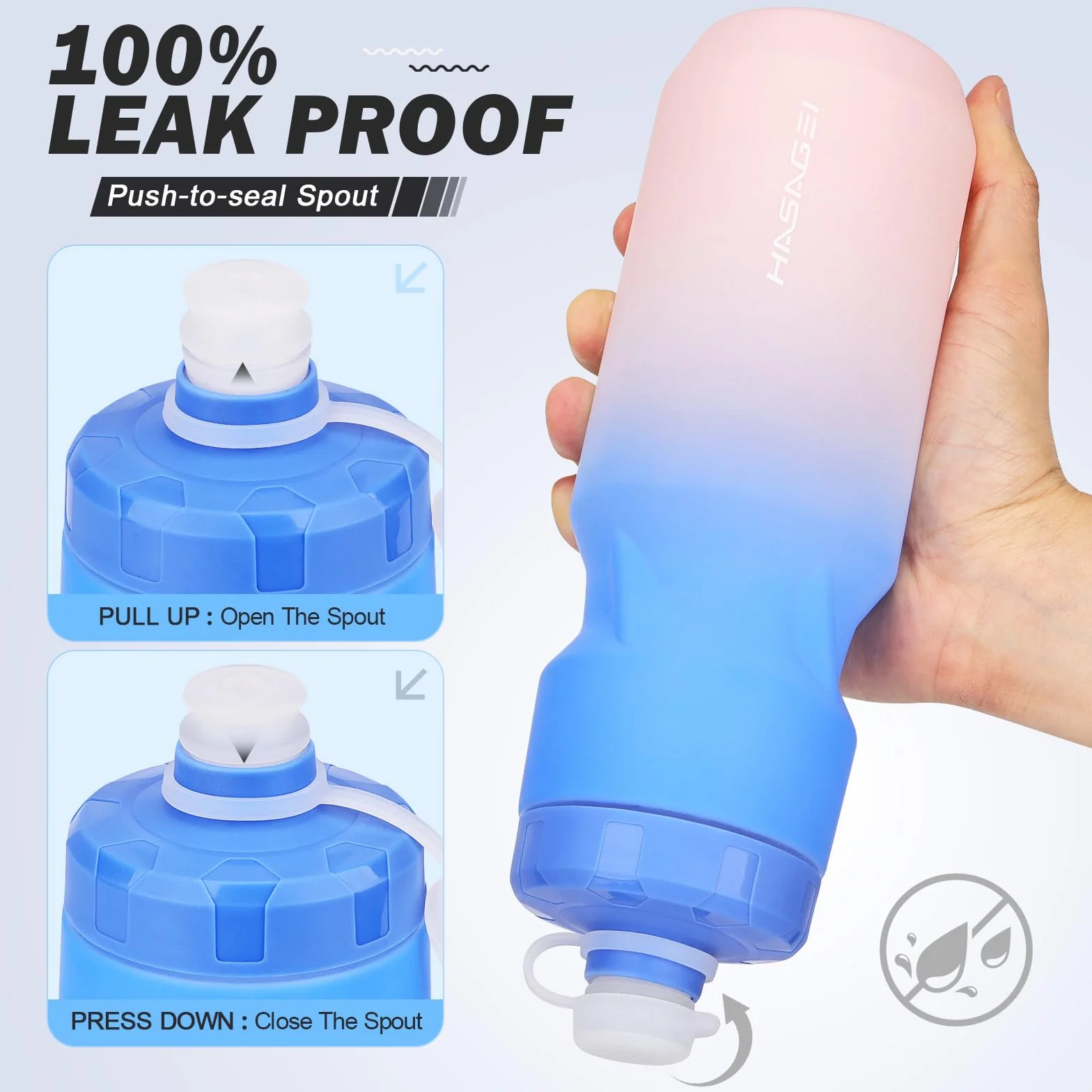 Support pour Bouteille d'eau de vélo – Bouteille Souple de 700 ML et Porte-Bouteille de vélo (Bleurose)