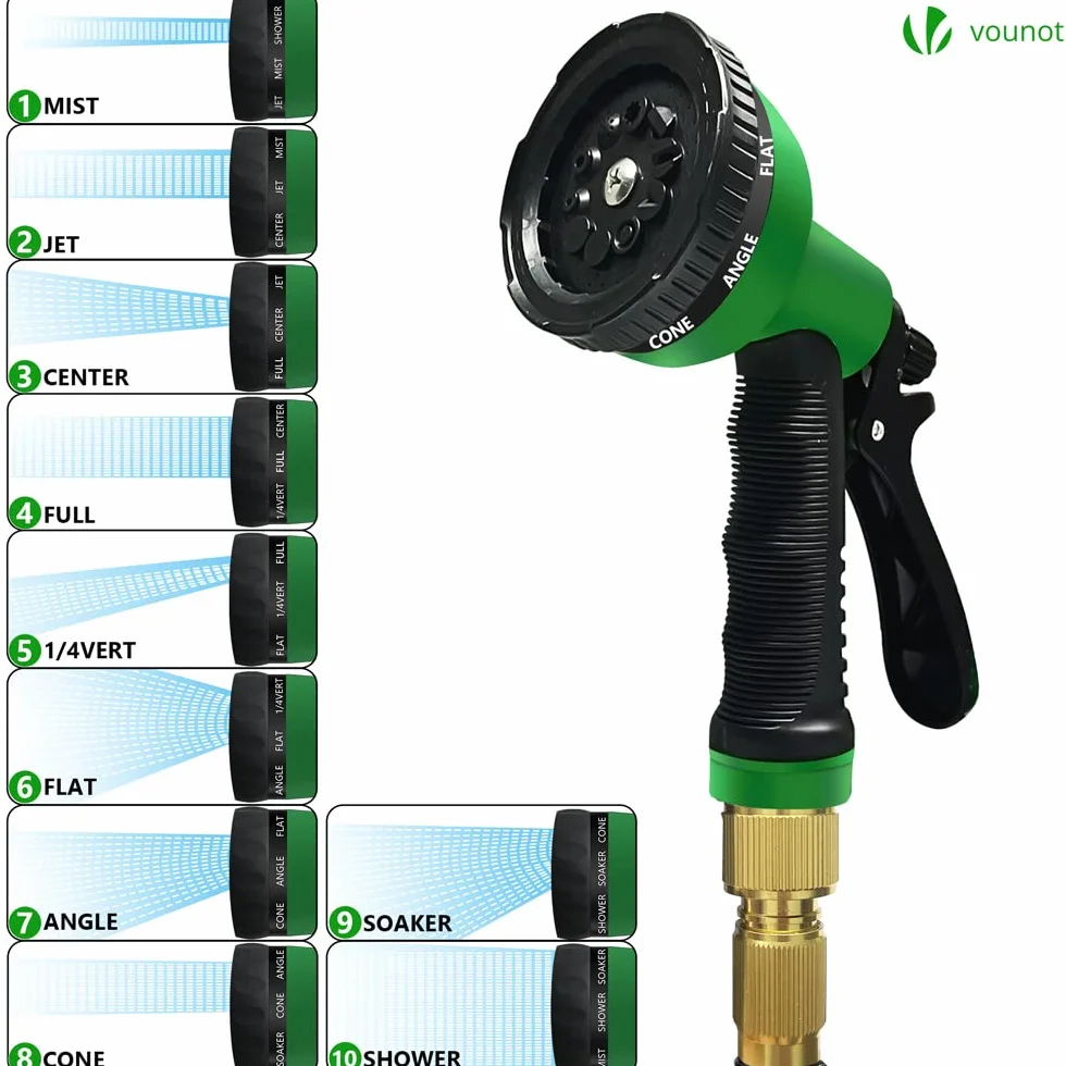 VOUNOT Tuyau d'Arrosage Extensible 15m Renforcé 1/2" 3/4" 10 Modes de Pulvérisation Flexible Anti-Fuite Noir