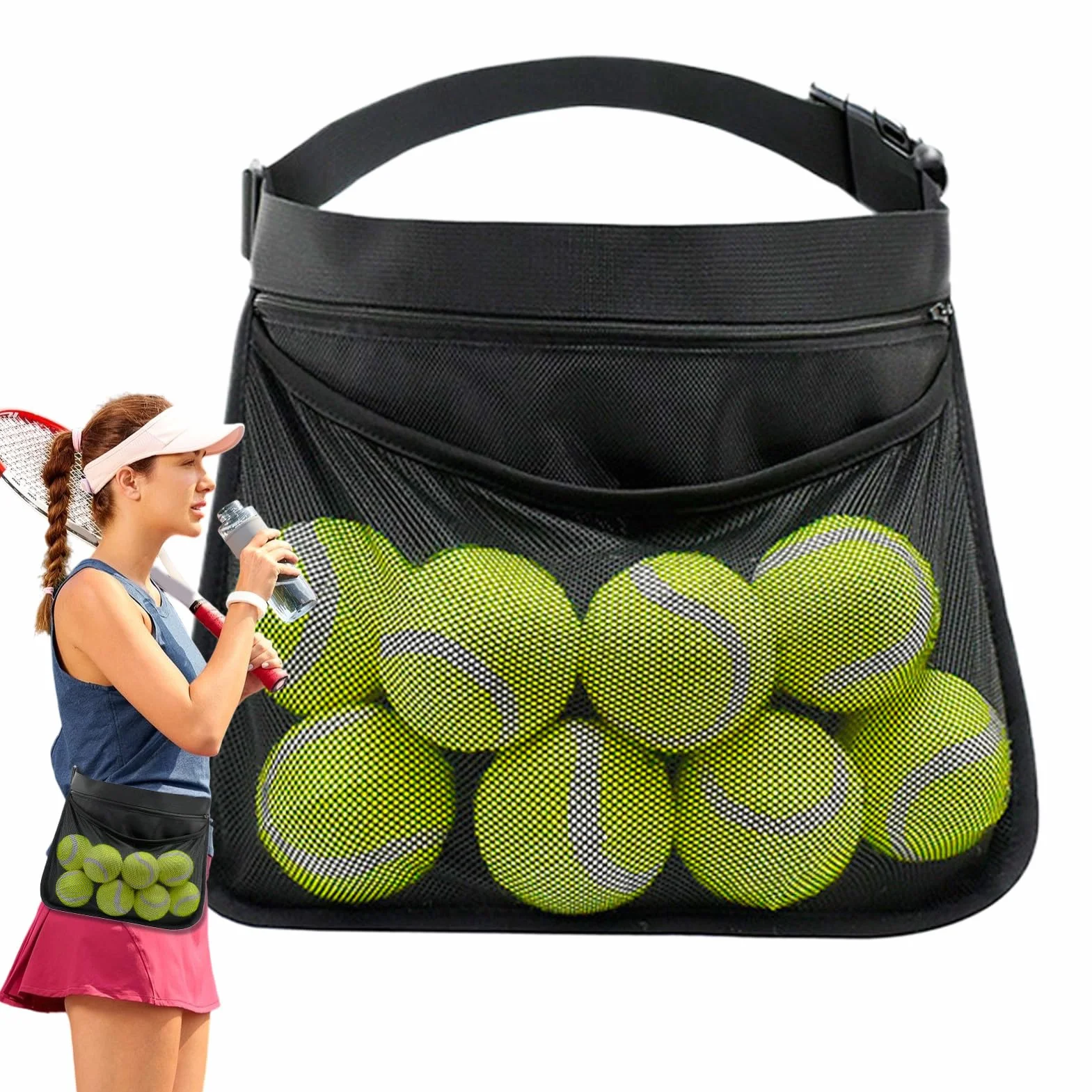 Generico Ceinture porte-balles de tennis pickleball légère respirante transport sûr taille équipement sport accès rapide organisateur durable