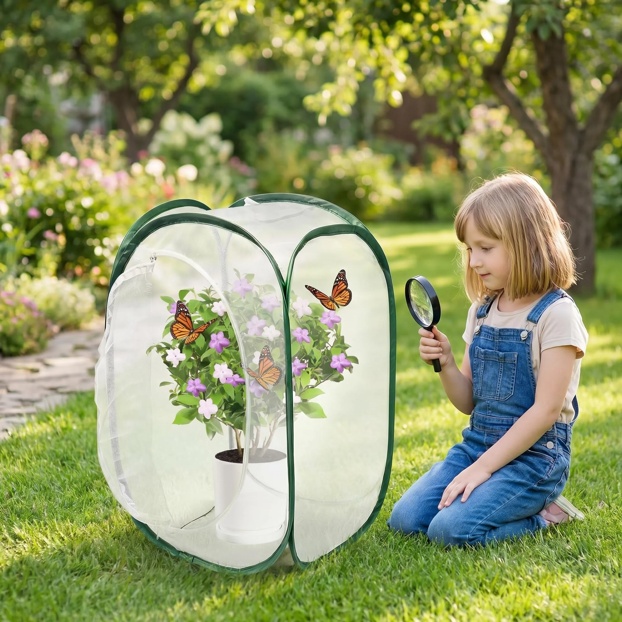 Papillon Habitat Cage Pliable Pop-up Insecte Monarque Jardin Kit 40x40x60cm