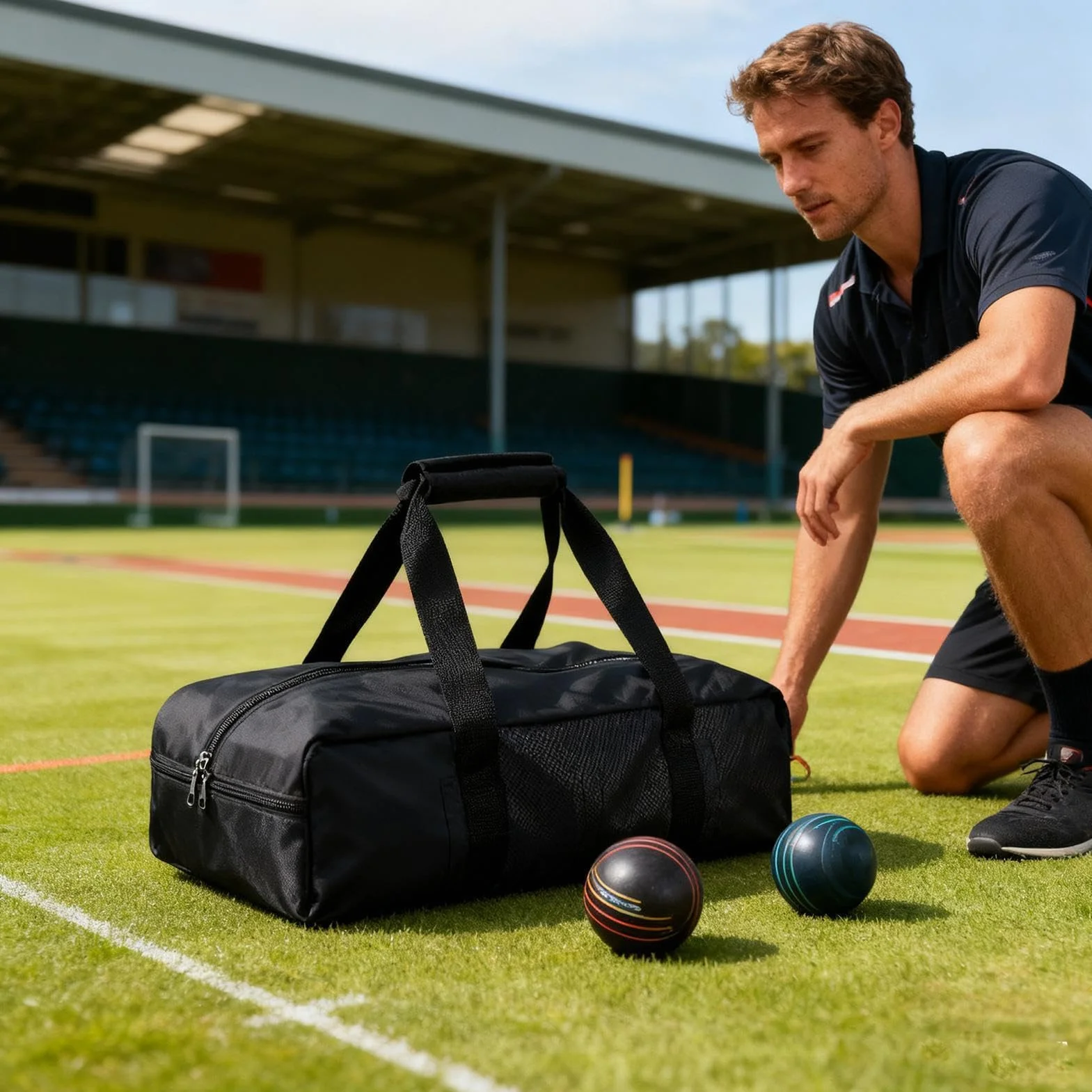 Générique Boccia-Balltasche - 43 Cm Oxford-Stoff Tragetasche | Acht Fächer, Robuste Boule-Aufbewahrung Für Freizeitspieler, Garten, Sportausrüstung, Familienaktivitäten, Und Wettkampf-Spiele