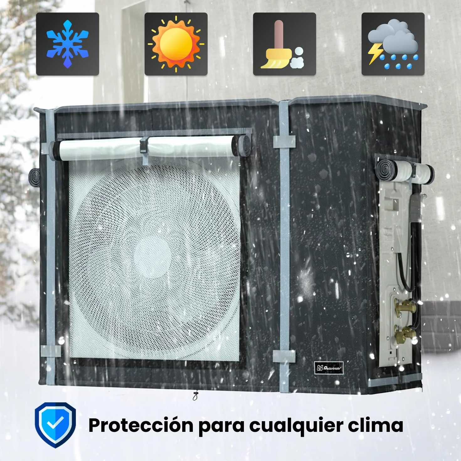 Housse protection imperméable climatiseur extérieur CVAC polyester 420D Oxford UV 86x35x60 cm