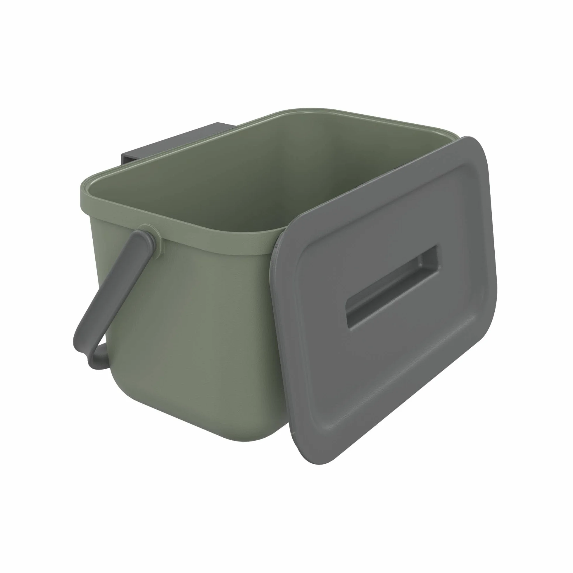 Poubelle de tri sélectif d'intérieur 4L rectangulaire SUNDIS Loops en plastique recyclé vert avec couvercle