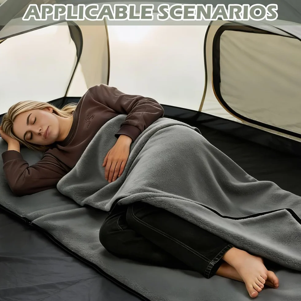 Sac de couchage en coton et coutil ultra léger - 180 x 80 cm - Sac de couchage intérieur en polaire compact - Sac de couchage léger pour le camping, la randonnée, l'auberge et l'extérieur