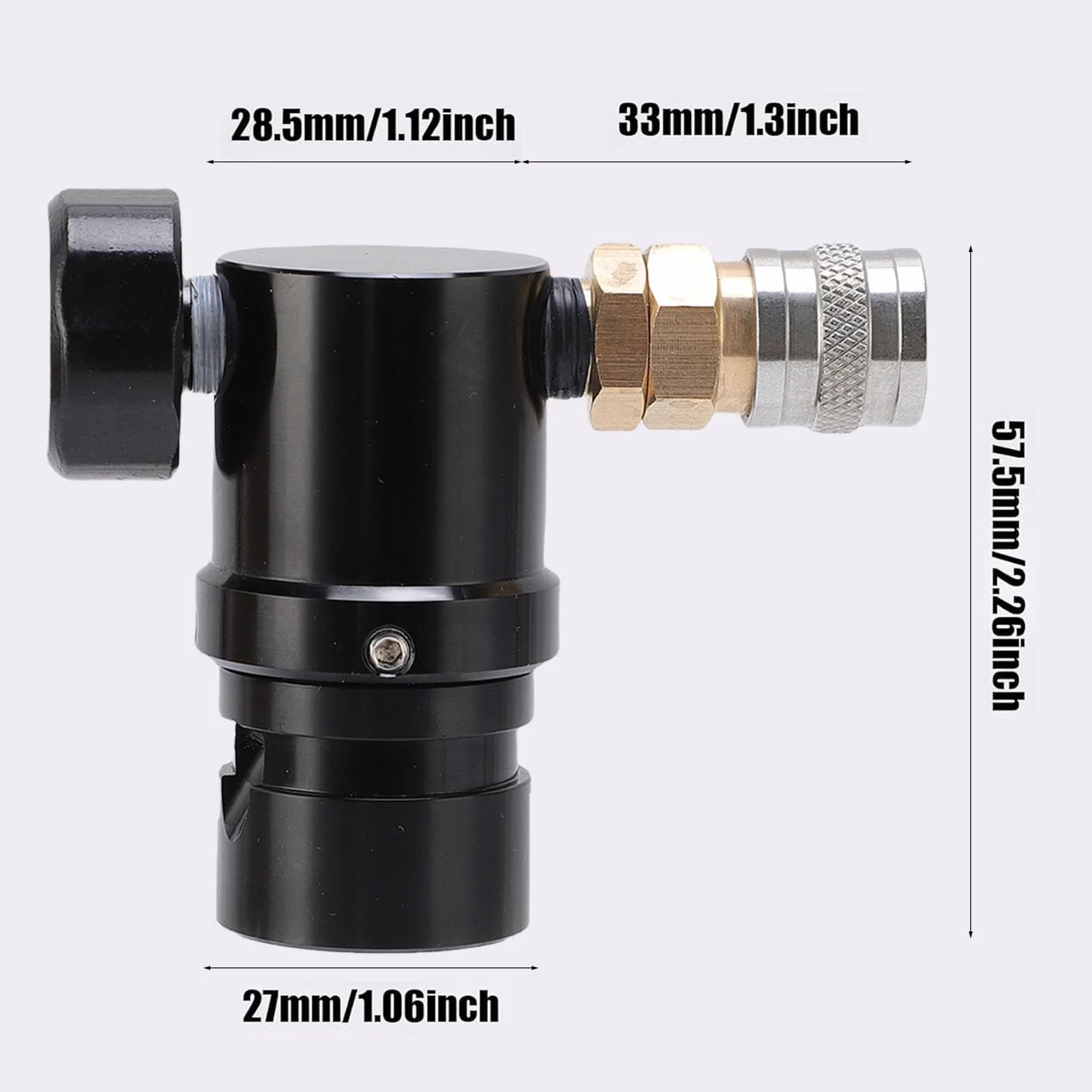 Mini Régulateur de CO2, Compact en Alliage d'aluminium Réglable pour Réservoirs HPA, 20psi à 200psi pour Airsoft et Paintball