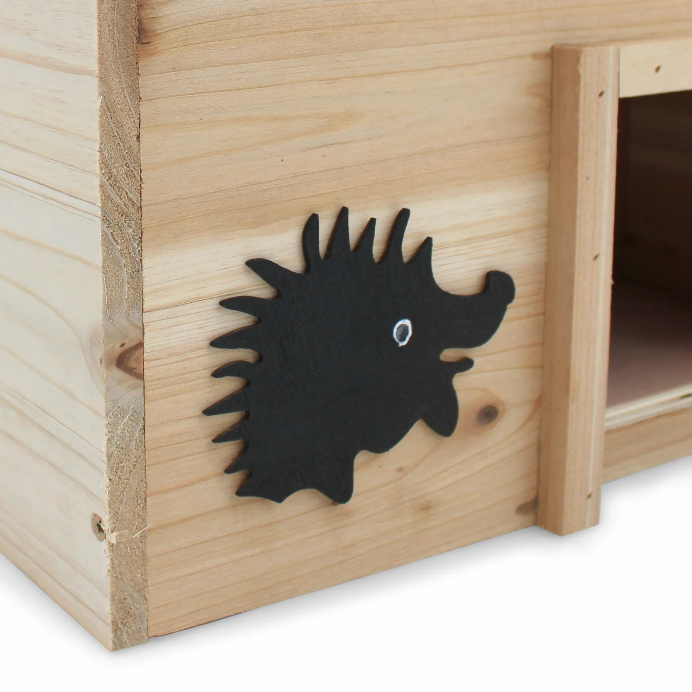Spetebo Maison pour hérisson en bois avec entrée labyrinthe 32 x 21 cm Hôtel d'hiver toit plat noir Niche pour hérisson