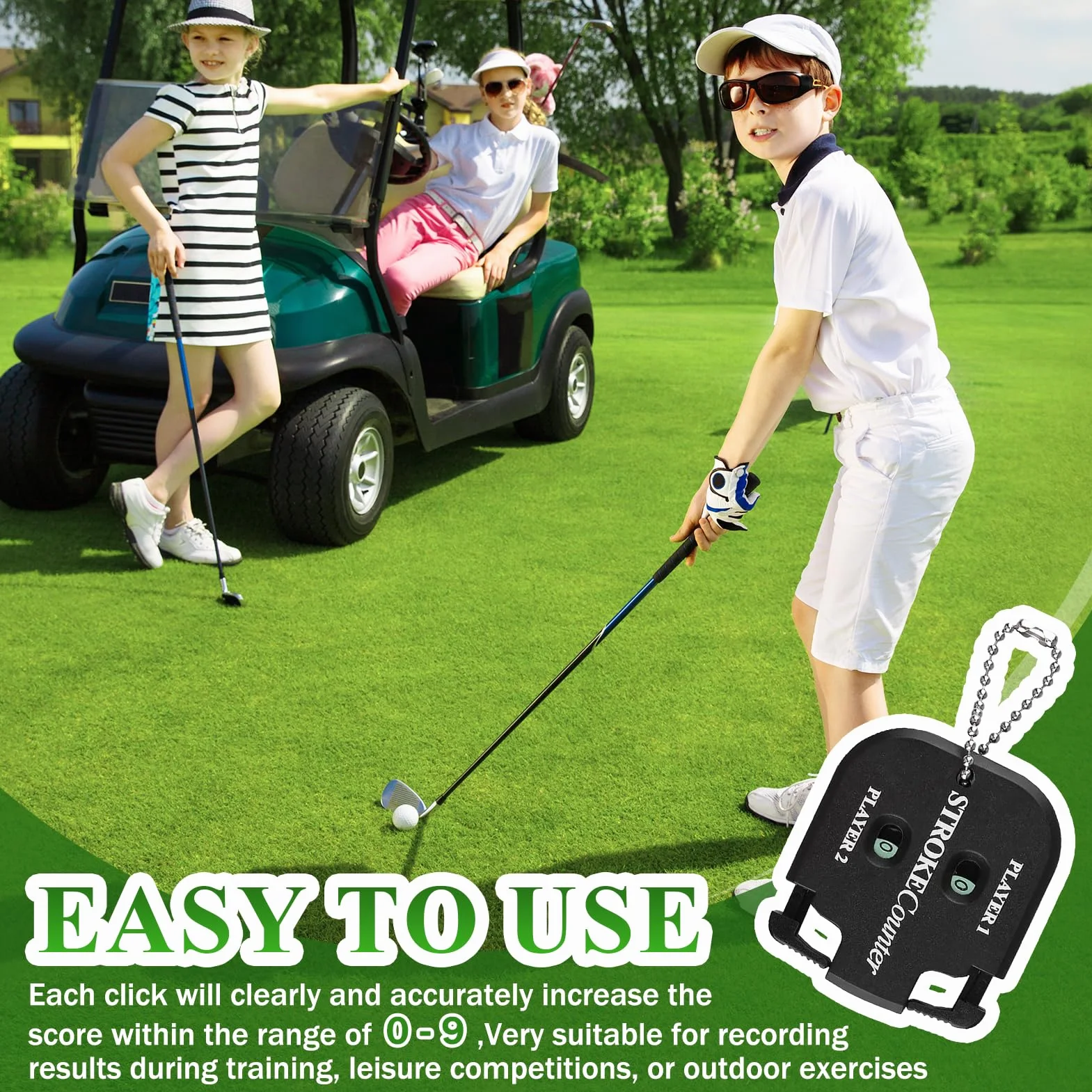 Compteurs de Score Portables 0-9 avec Clicker Mécanique pour 2 Joueurs, Golf Scorer Léger, Accessoire Compact