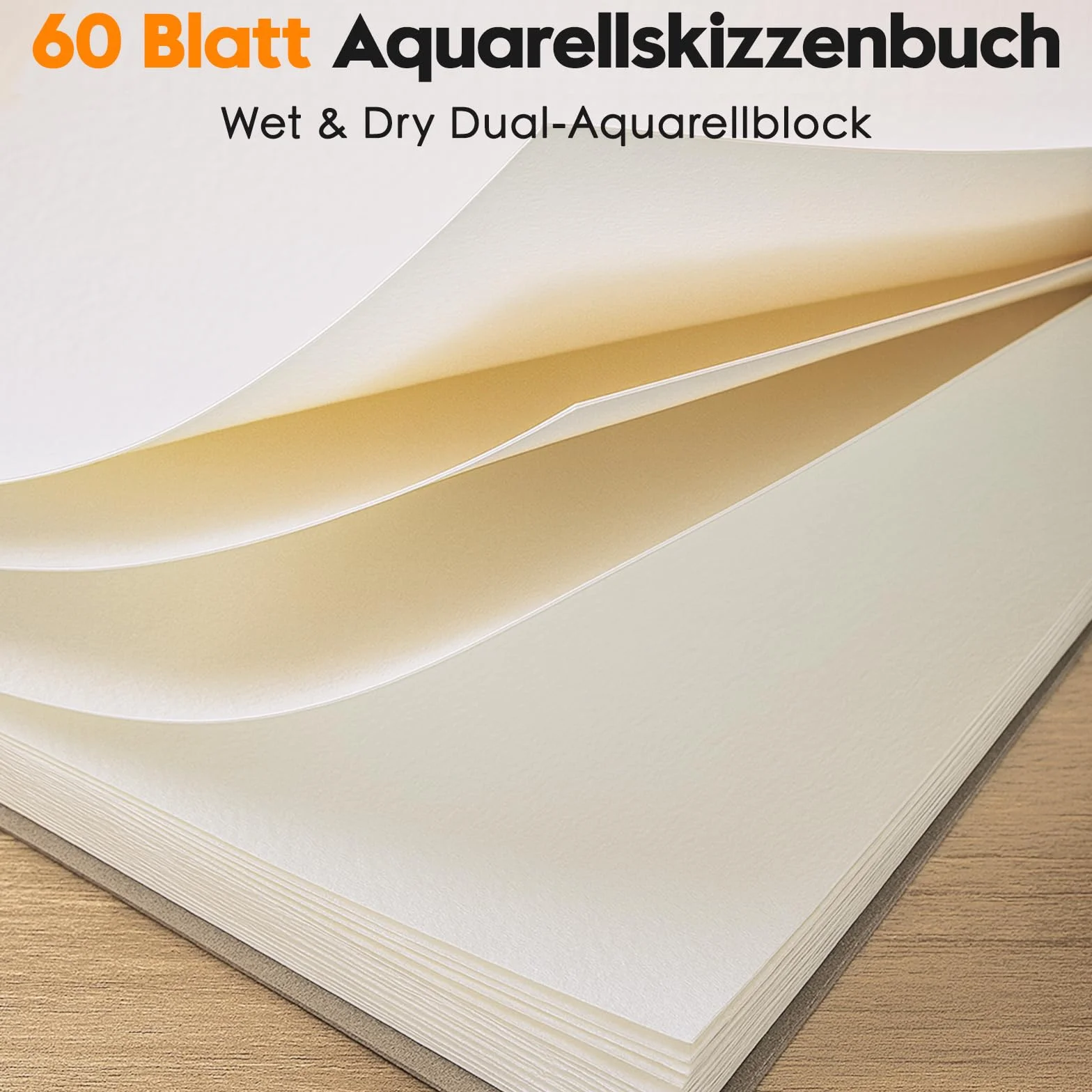 KOVIEDE Papier aquarelle A6 300 g/m² 100% coton Lot de 60 feuilles Carnet de croquis aquarelle