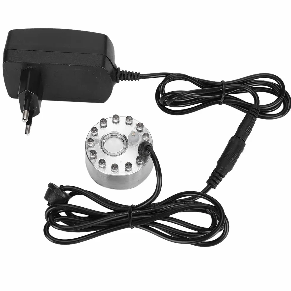 Brumisateur à Ultrasons, Mini Fontaine d'Eau avec 12 Lumières, Humidificateur pour Bassin et Étang 100-240V