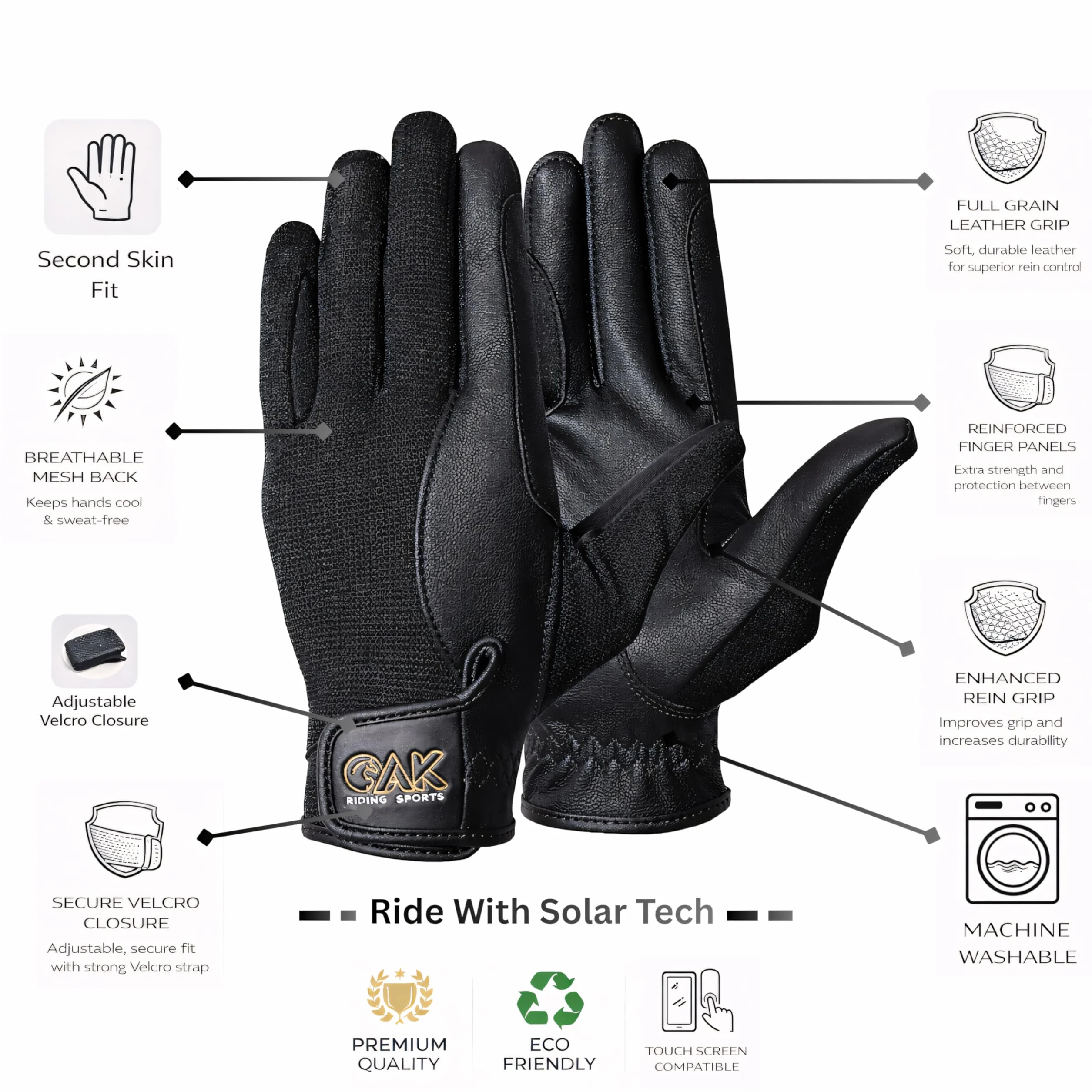 AK Gants d'équitation en Cuir véritable Pleine Fleur Souple Unisexe pour Toutes Les Saisons AKRS-5021
