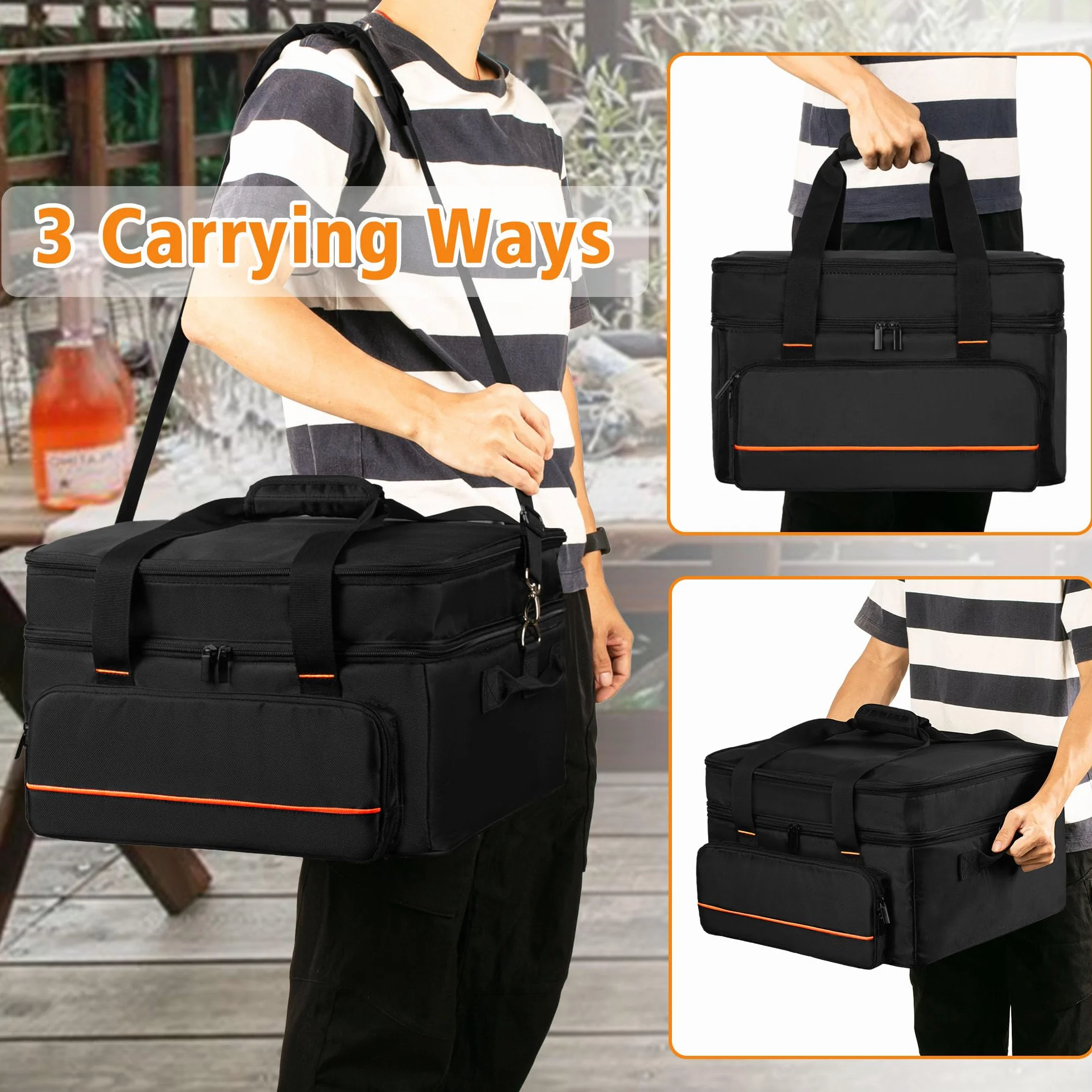 samdew Sac de transport rembourré à double couche, compatible avec Ninja GR101 Sizzle Gril d'intérieur sans fumée et grille, rangement pour barbecue pour plaque et accessoires, sac uniquement