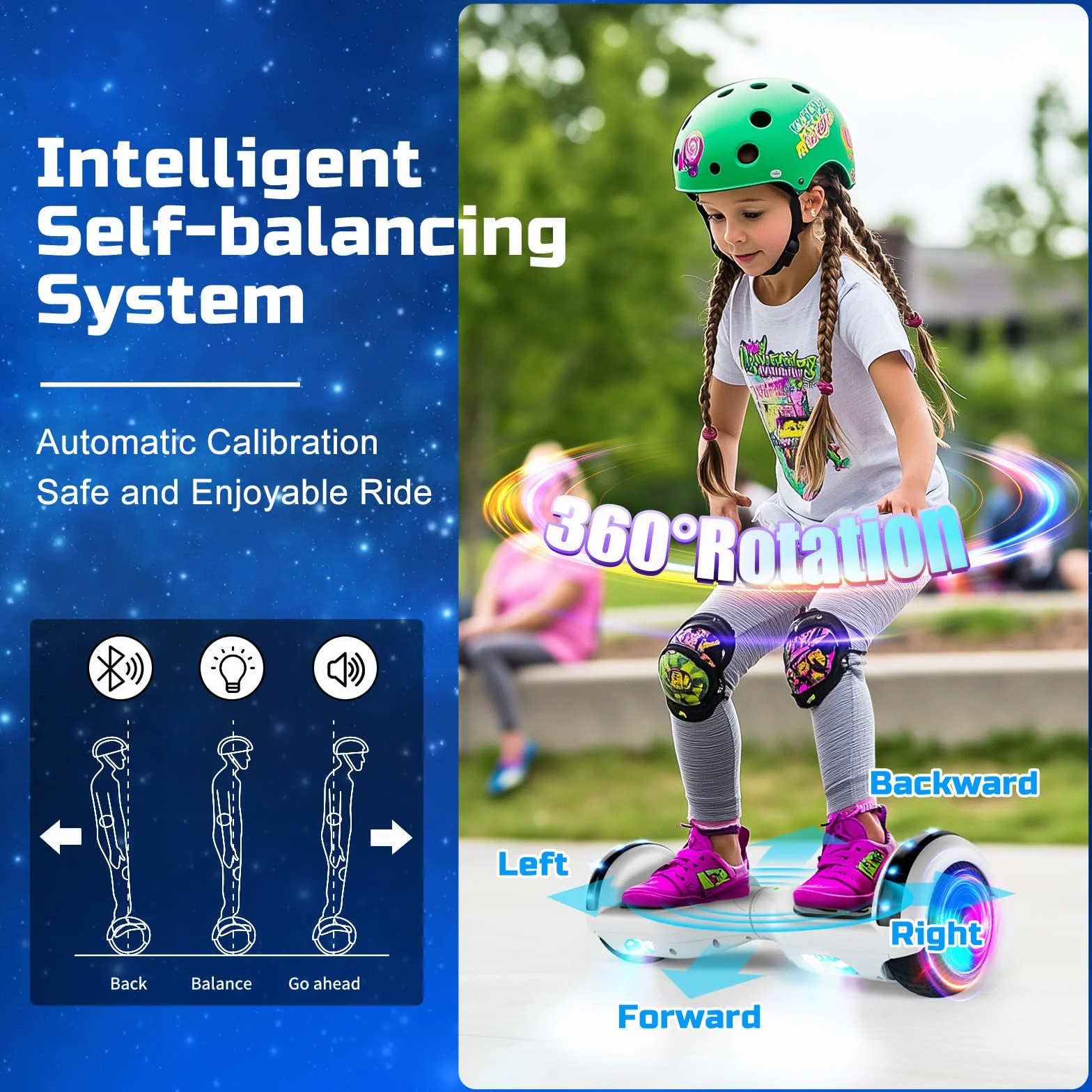 Hoverboard Hover Borad 6,5" avec lumières LED/Bluetooth, Skateboard, Cadeau pour Enfants