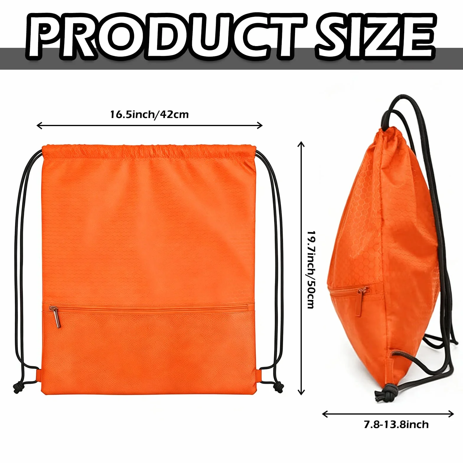 Sac à Cordon de Sport Étanche Pliable Orange pour Voyage Gym Plage