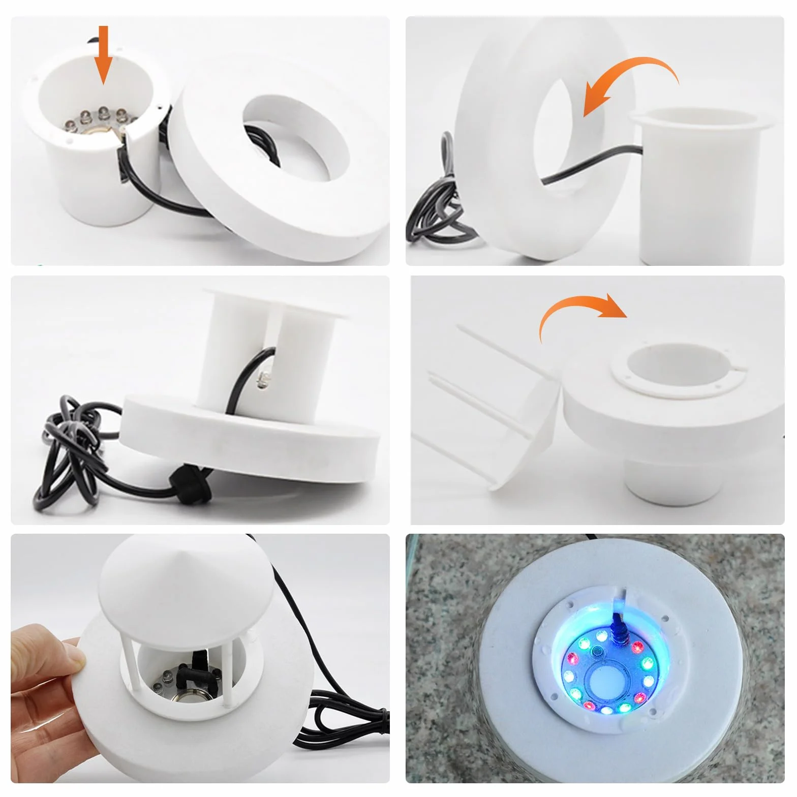 PORFOYO Nébuliseur à Ultrasons 12 LED Brumisateur Ultrason, Mini Machine à Fumée Halloween avec Protection Anti-éclaboussures