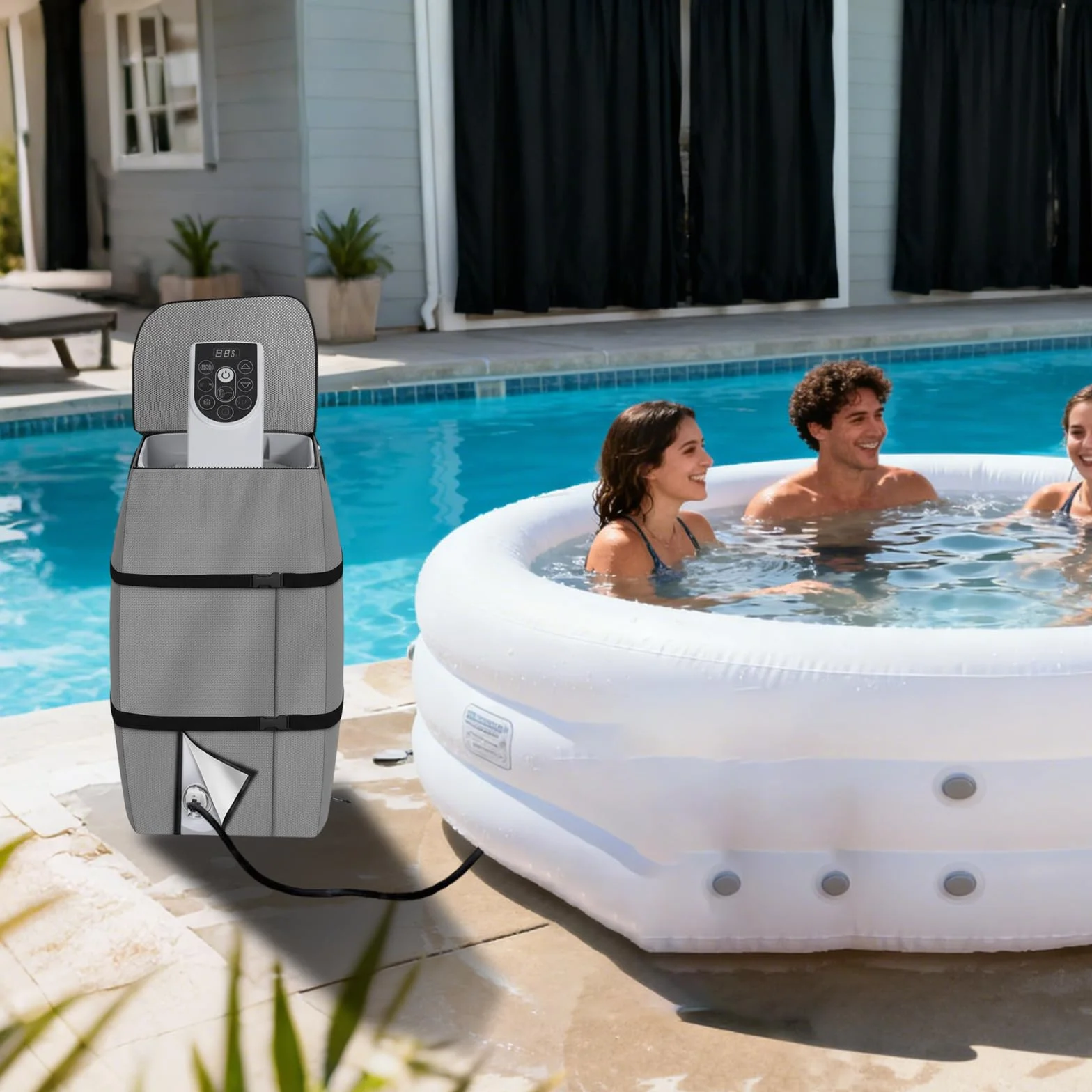 Housse de Chauffage pour Spa 43x38x54cm Anti-UV Pompe Baignoire Piscine