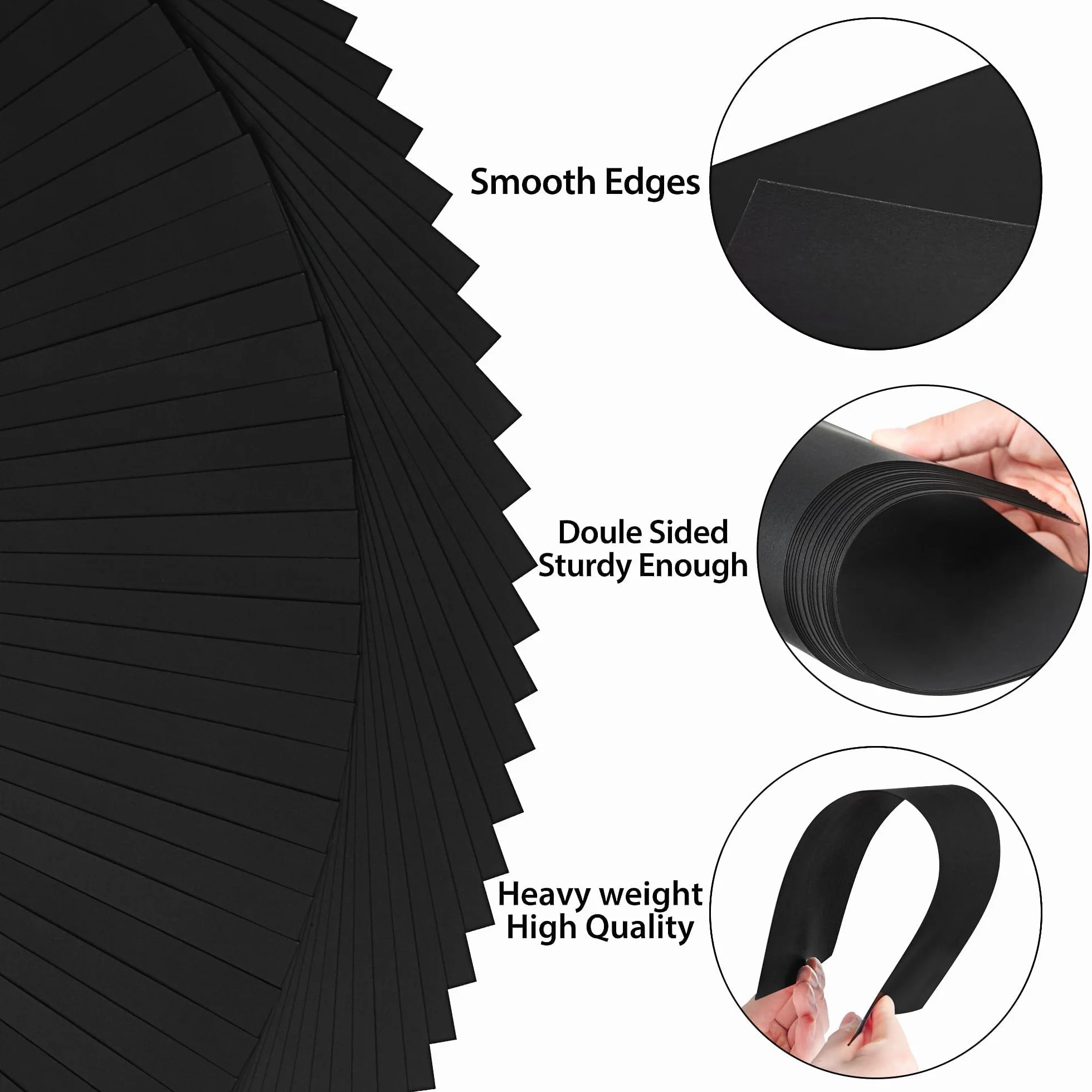 Papier Cartonné A3 300gsm Noir 30 Feuilles PAC01BK030