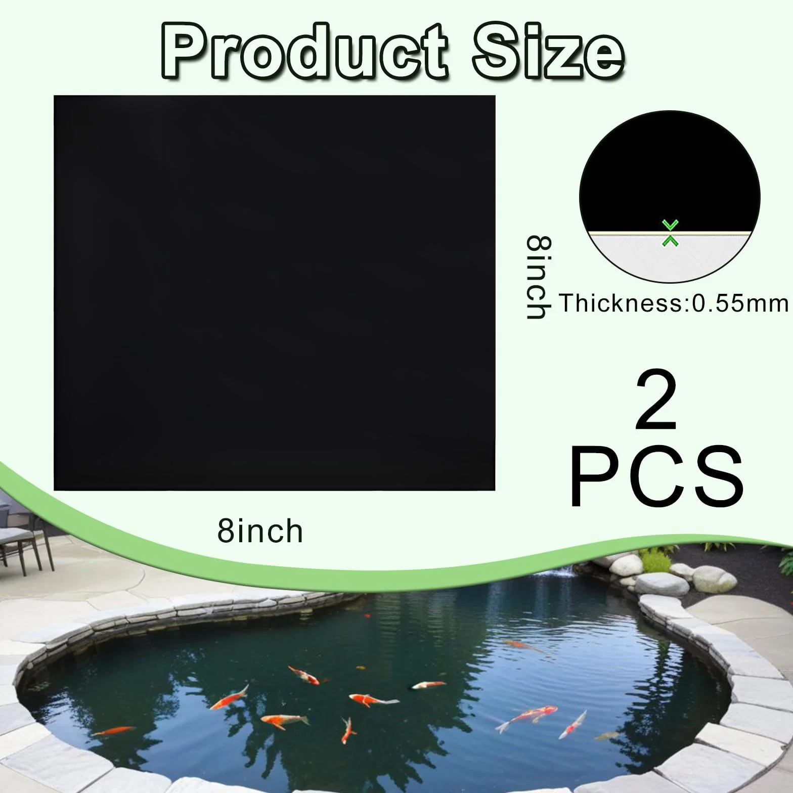 Lot de 2 patchs de réparation de bassin en butyle autocollant imperméable 20,3 x 20,3 cm