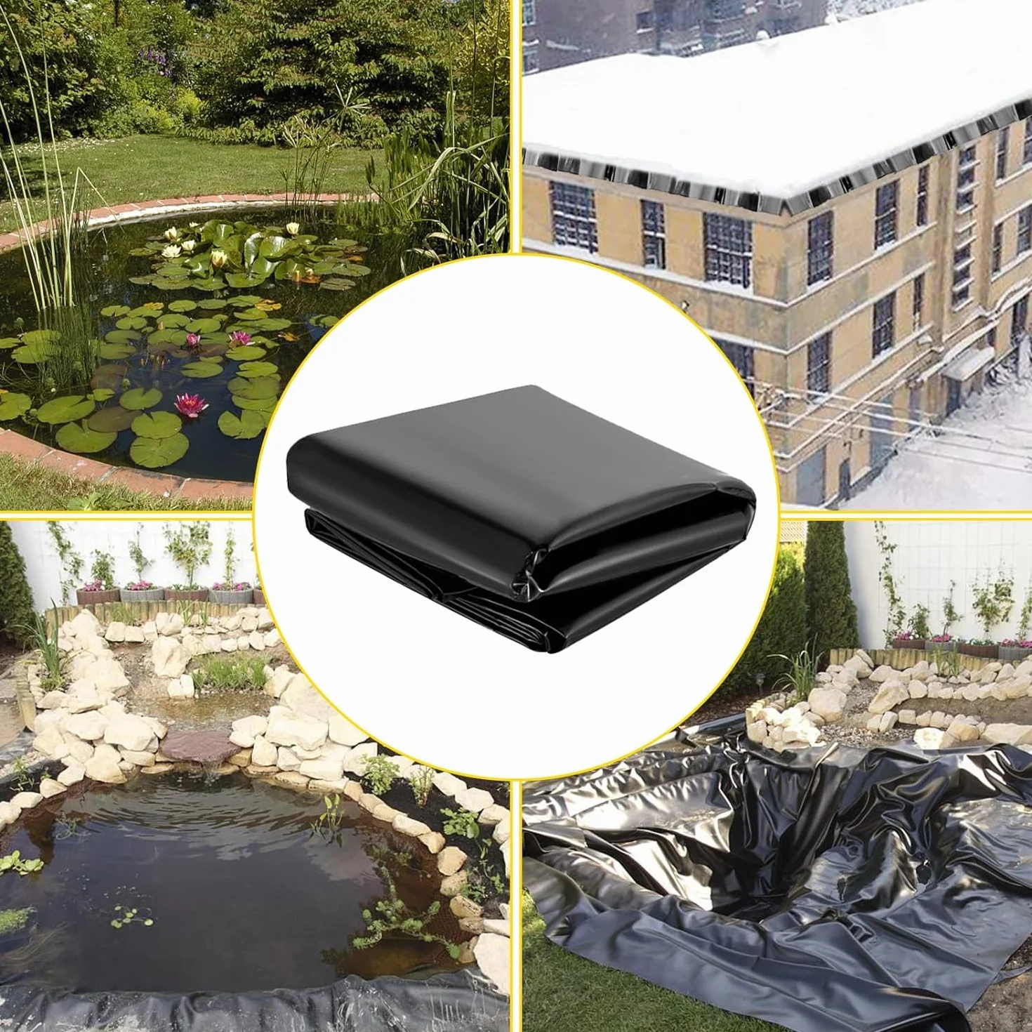 Bâche d'Étang EPDM 8x8m Liner Bassin Extérieur pour Koi et Cascades