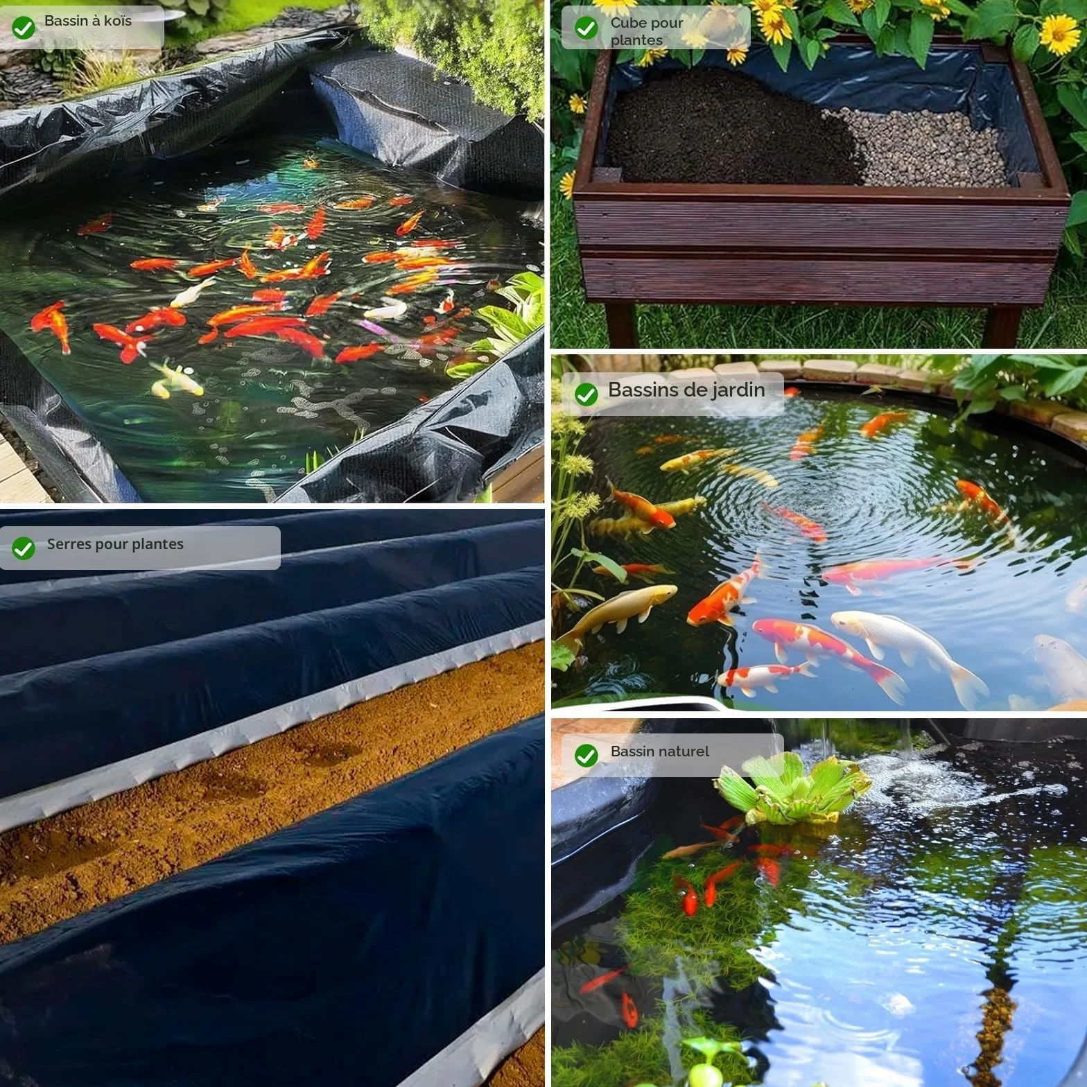 Bâche Bassin Extérieur 3x4m 0.2mm Epaisseur Liner Jardin pour Bassins d'Agrément Poisson Cascade
