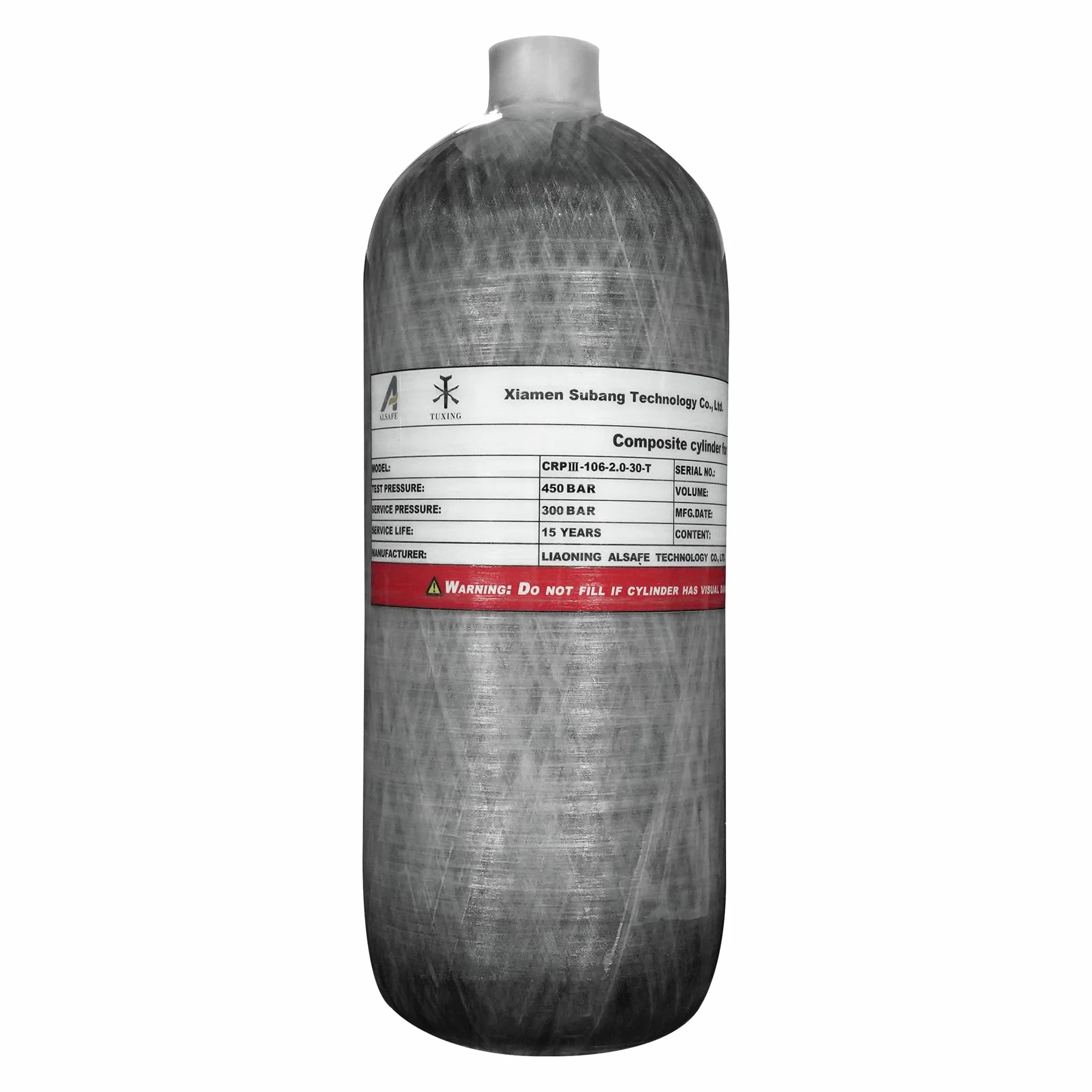 TUXING 2L/122ci 4500psi Réservoir d'air en fibre de carbone (bouteille vide) Station de remplissage Paintball avec deux manomètres jusqu'à 24 Pouces de Tuyau haute pression M18*1.5