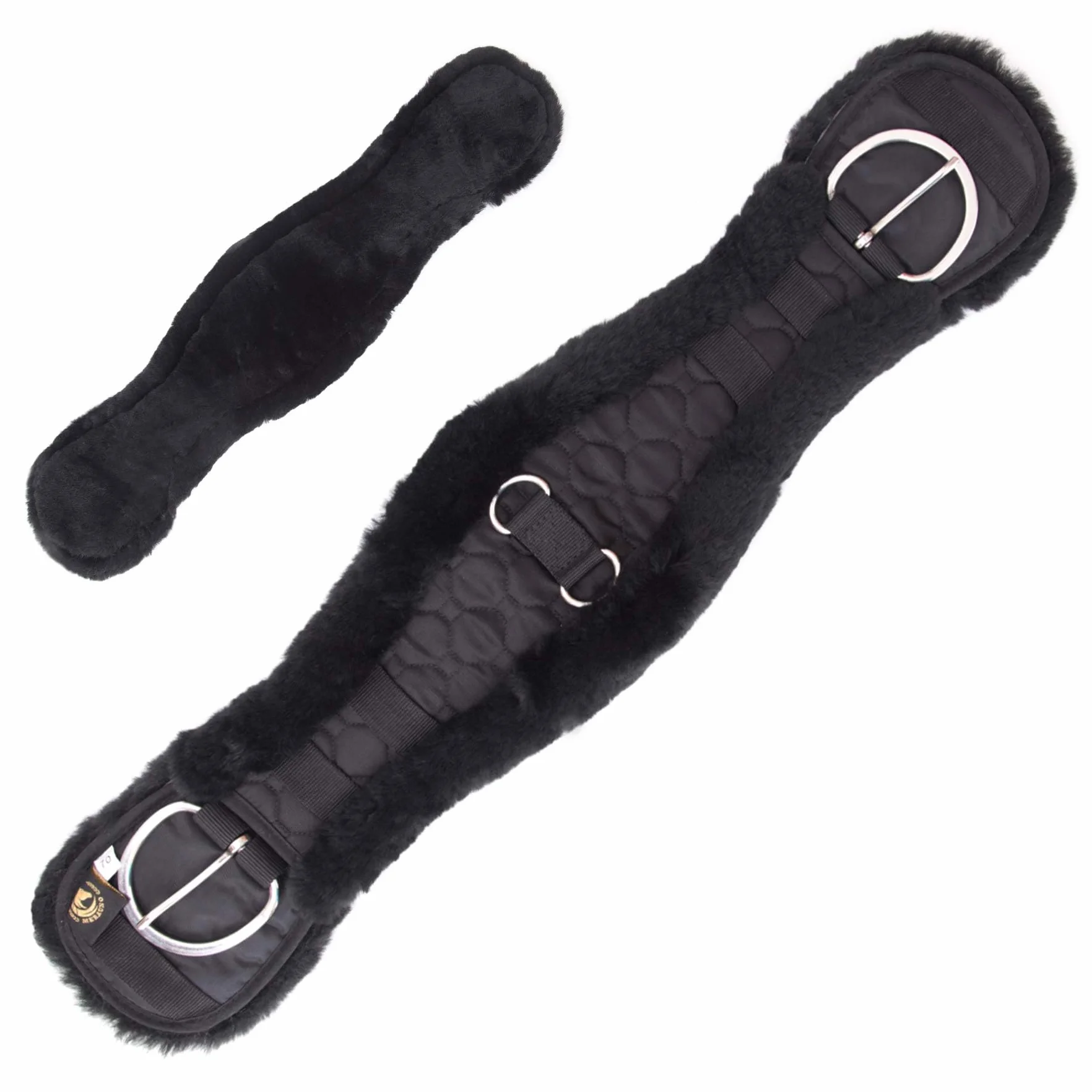 Sangle de selle Western en laine d'agneau mérinos de qualité supérieure - Forme anatomique concave, pour une meilleure adhérence. Couleur : noir 65 cm