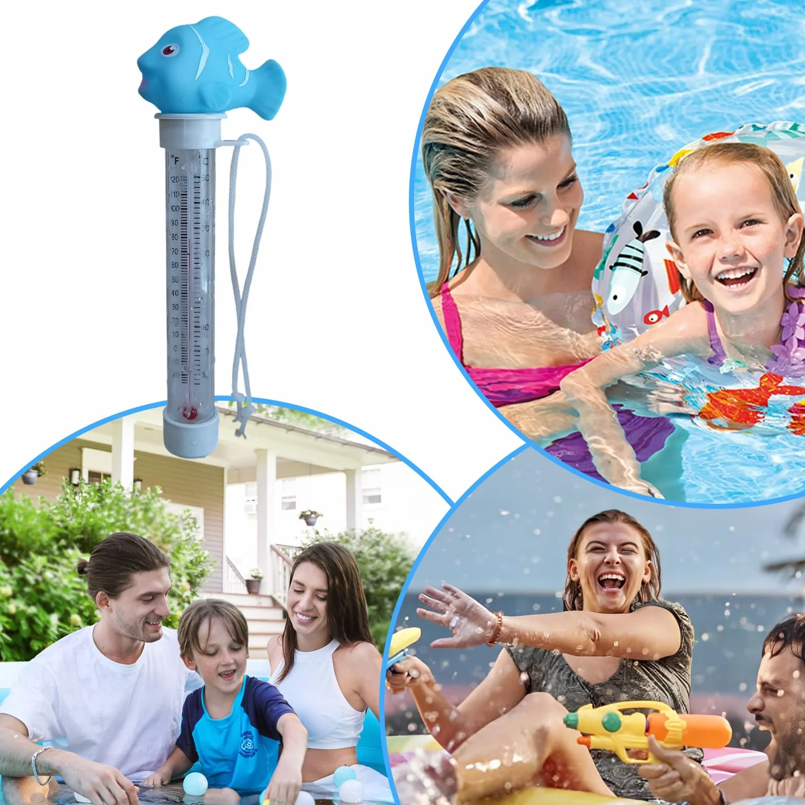 Temperature Meter 3 Pouce Pool Water Gauge Précis Cartoon Thermometer Shock Resistant Design Reliable Water Tester